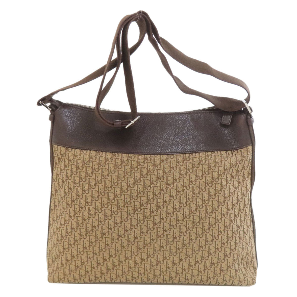 Christian Dior Brown Canvas Leather Shoulder Bag (Pre-Owned)