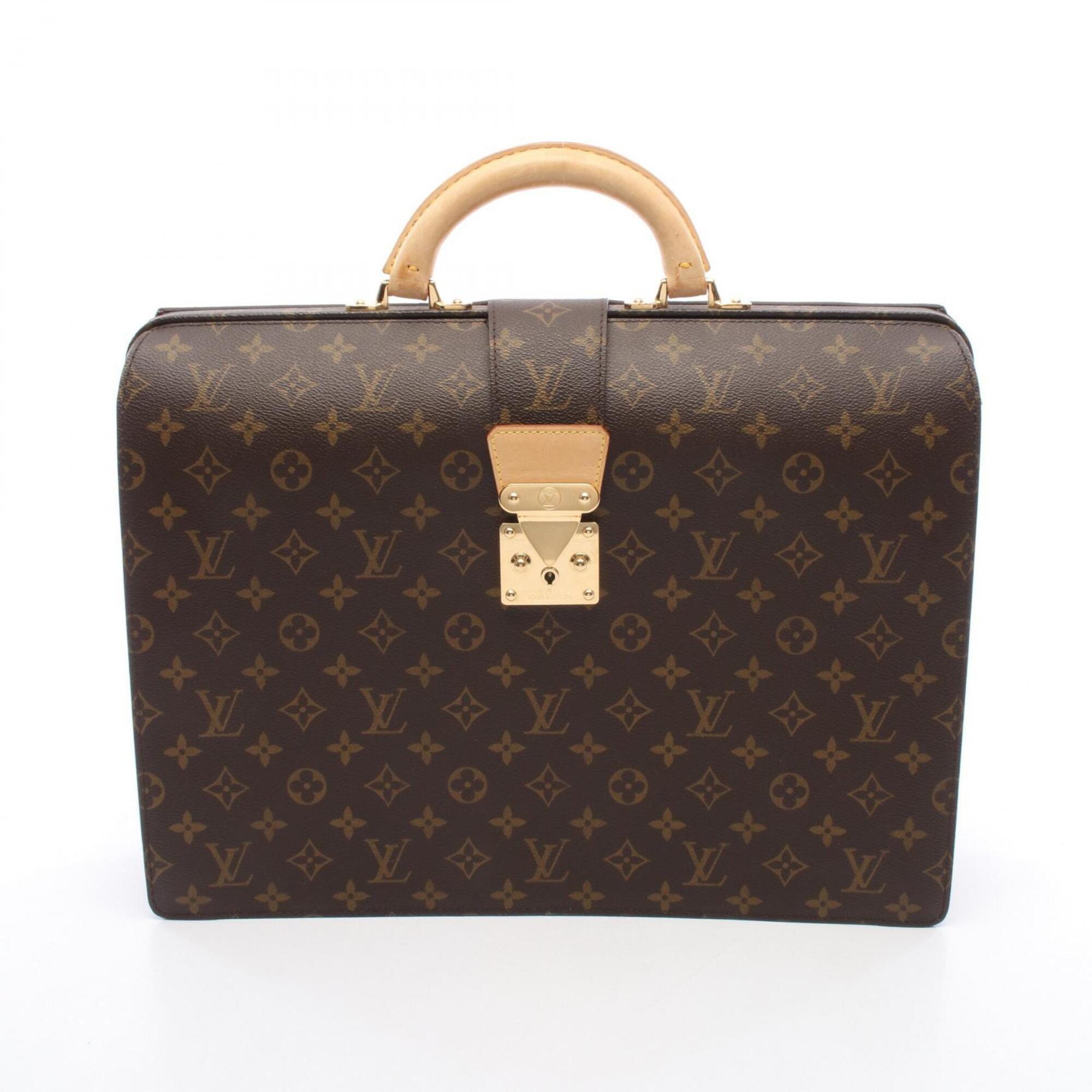 Louis Vuitton Brown Monogram Coated Canvas Monogram Leather Briefcase Handbag (Pre-Owned)