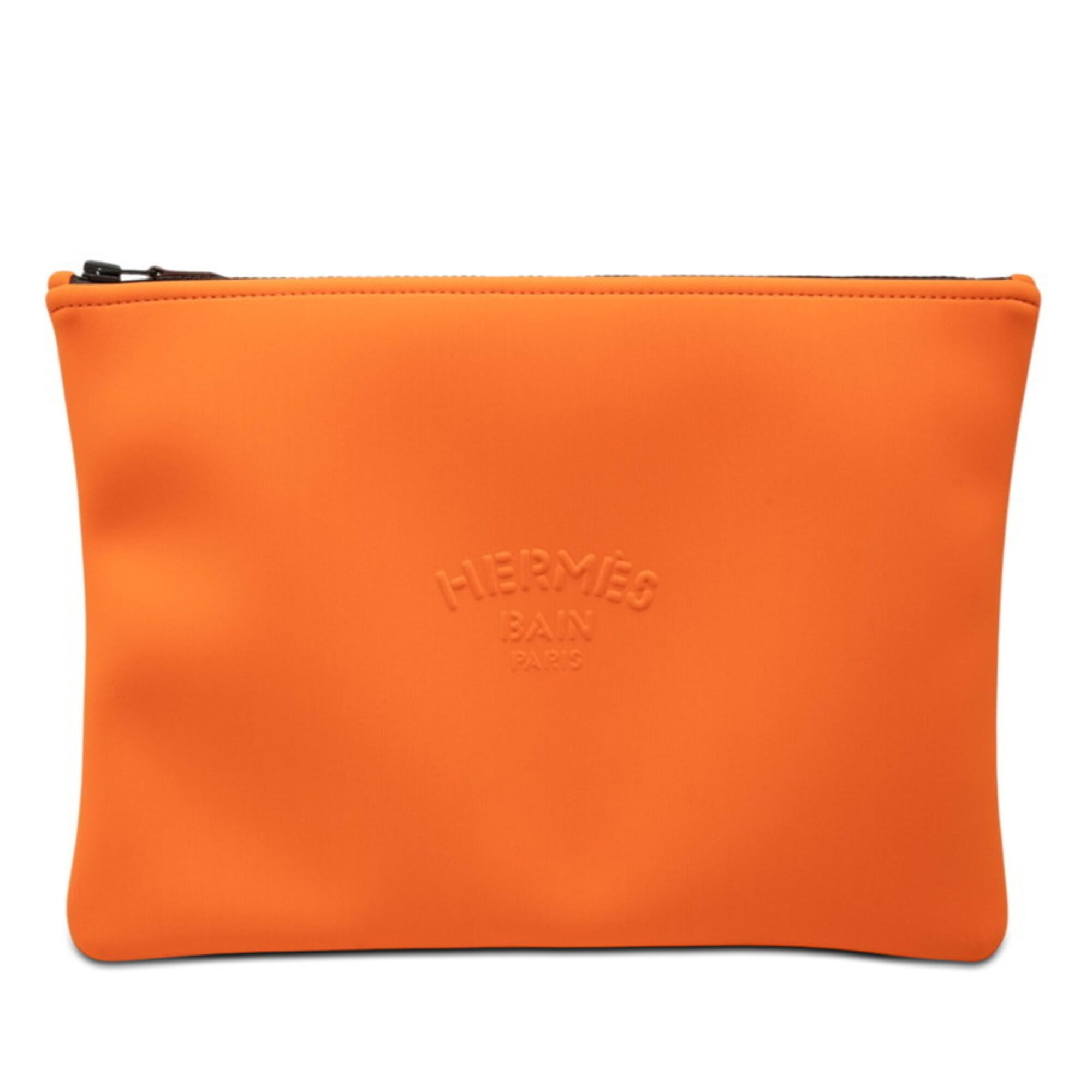 Hermes Orange Polyamide Clutch Bag Handbag Pouch (Pre-Owned)