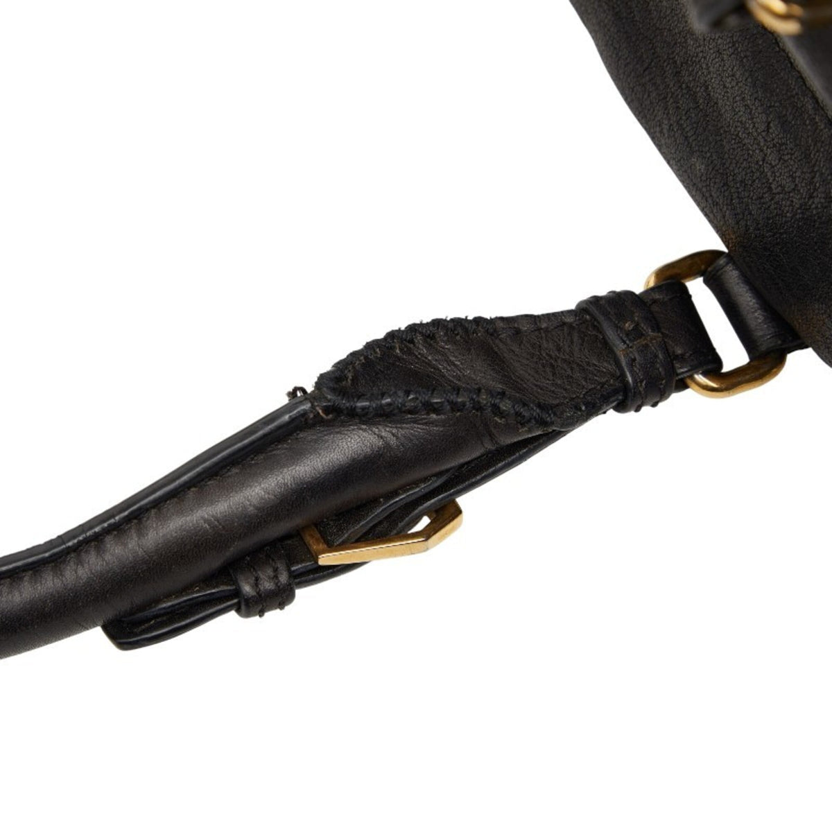 Mcm Visetos Black Leather Handbag Shoulder Bag (Pre-Owned)