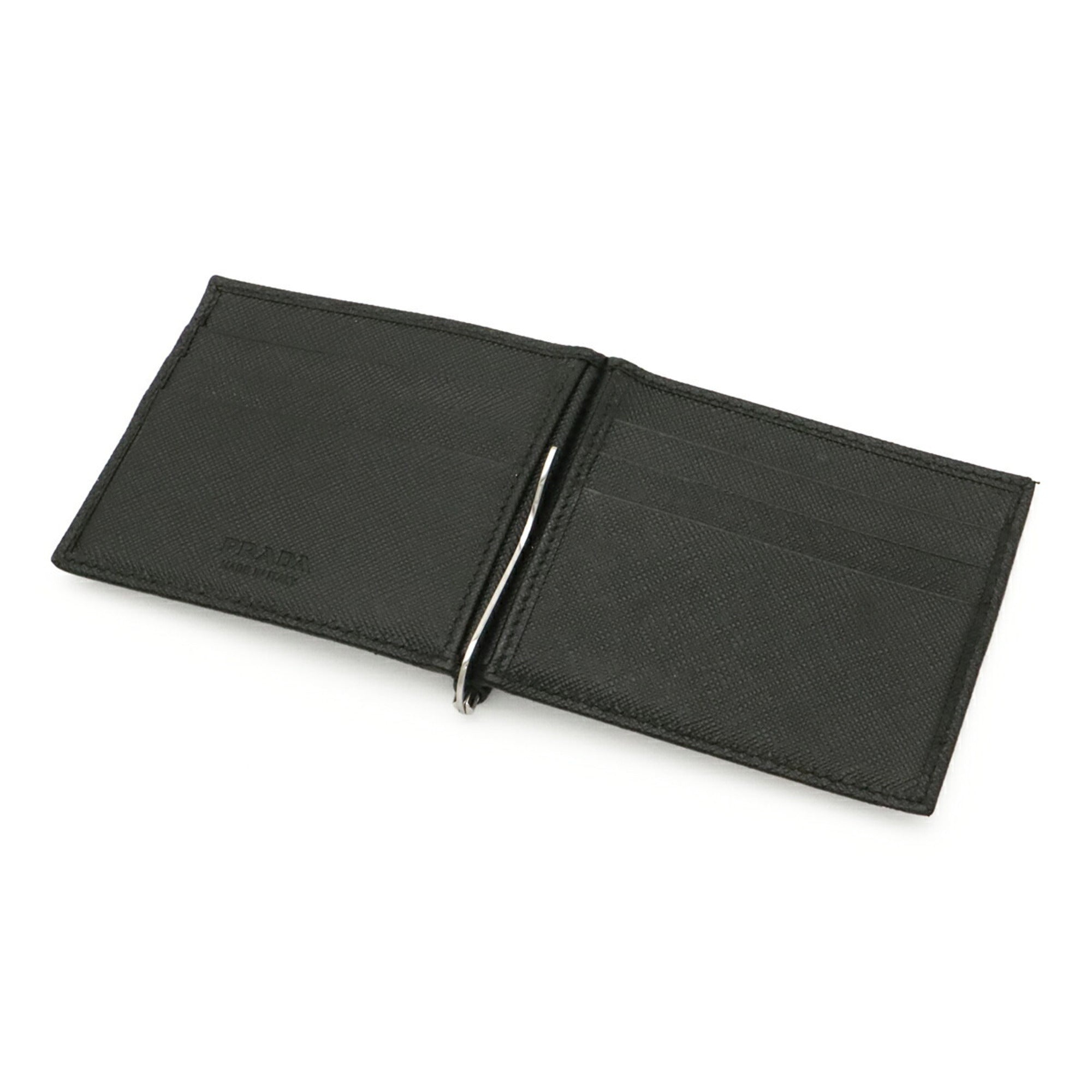 Prada Black Nero White Leather Wallet (Bi-Fold) (Pre-Owned)