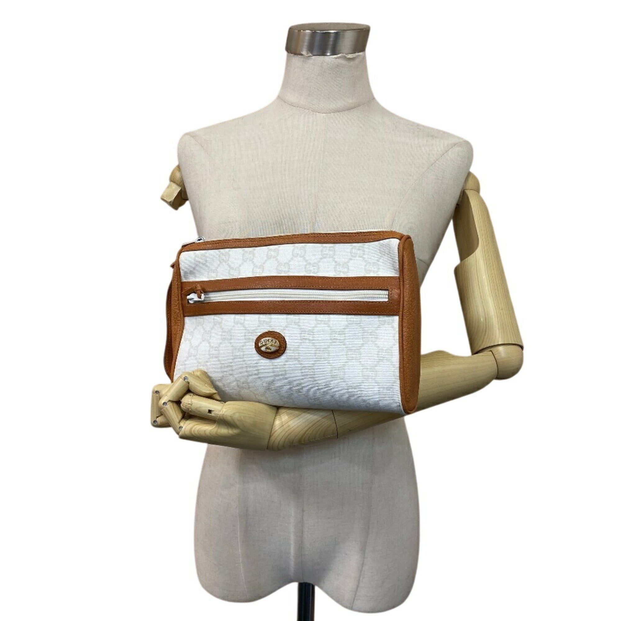 Gucci Gg Plus White Pvc Clutch Bag (Pre-Owned)