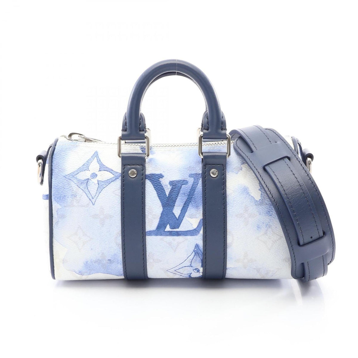 Louis Vuitton Multi-Color Navy White Coated Canvas Leather Handbag (Pre-Owned)