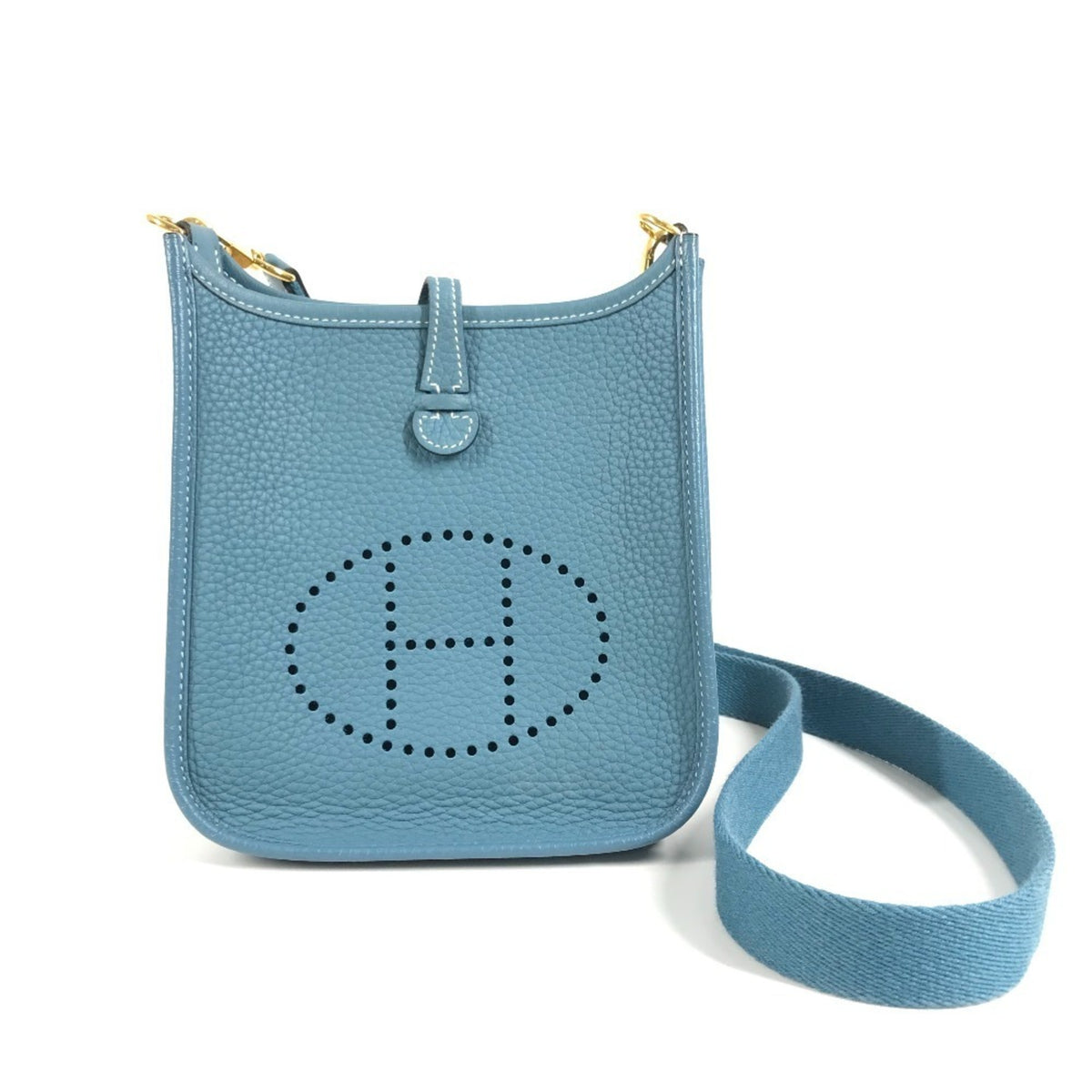 Hermes Blue Taurillon Clemence Leather Pochette Shoulder Bag (Pre-Owned)
