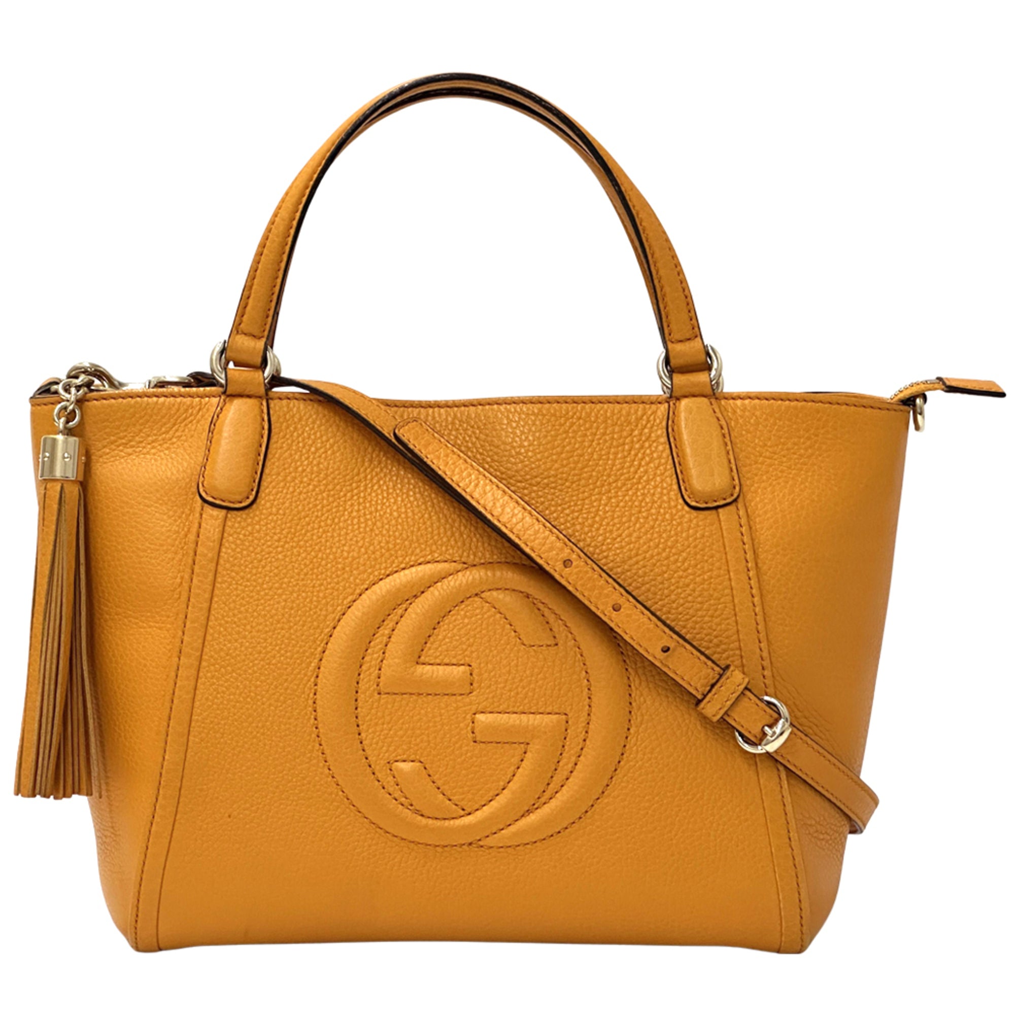 Gucci Orange Leather Handbag Shoulder Bag Tote Bag (Pre-Owned)