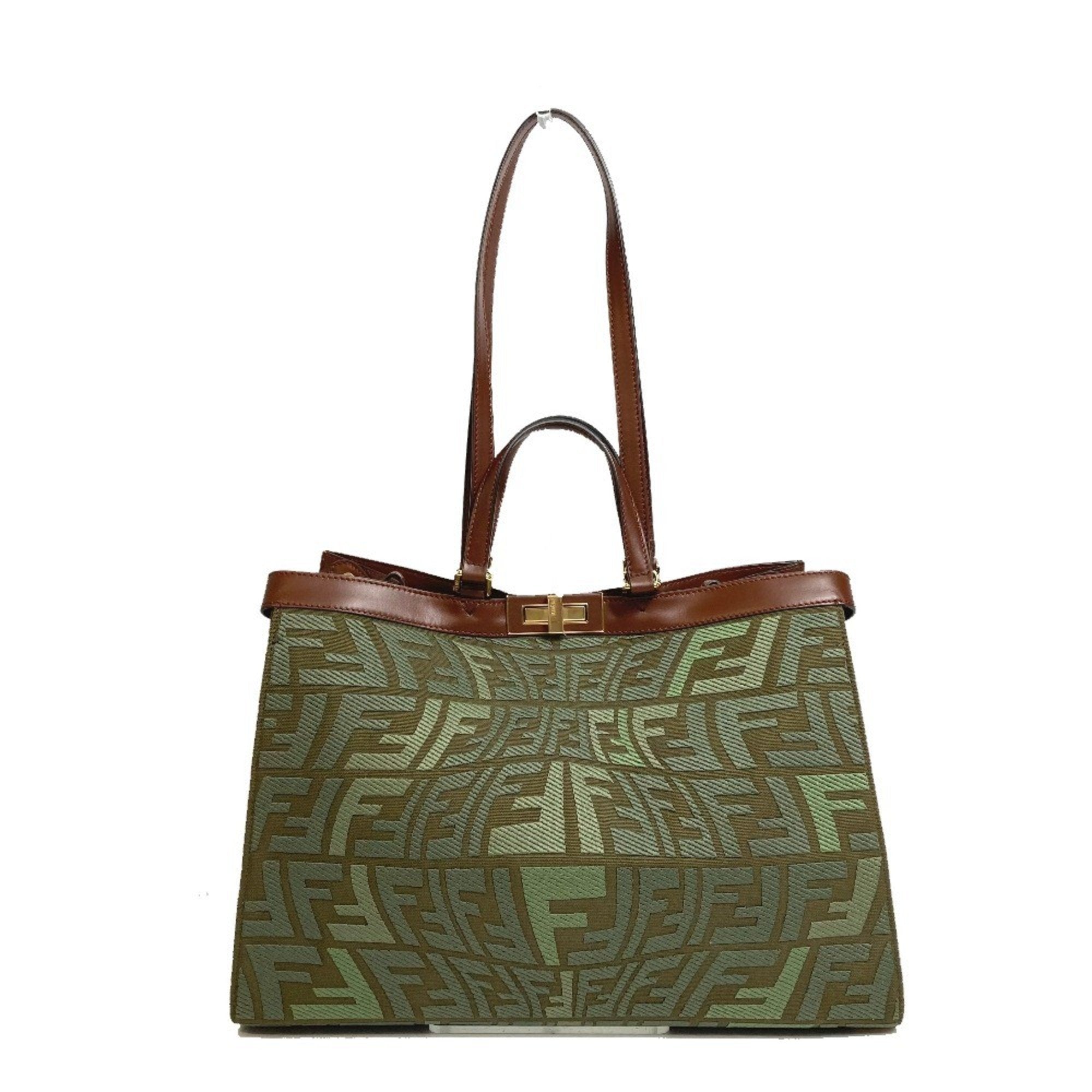 Fendi Green Cotton Shoulder Bag Tote Bag (Pre-Owned)