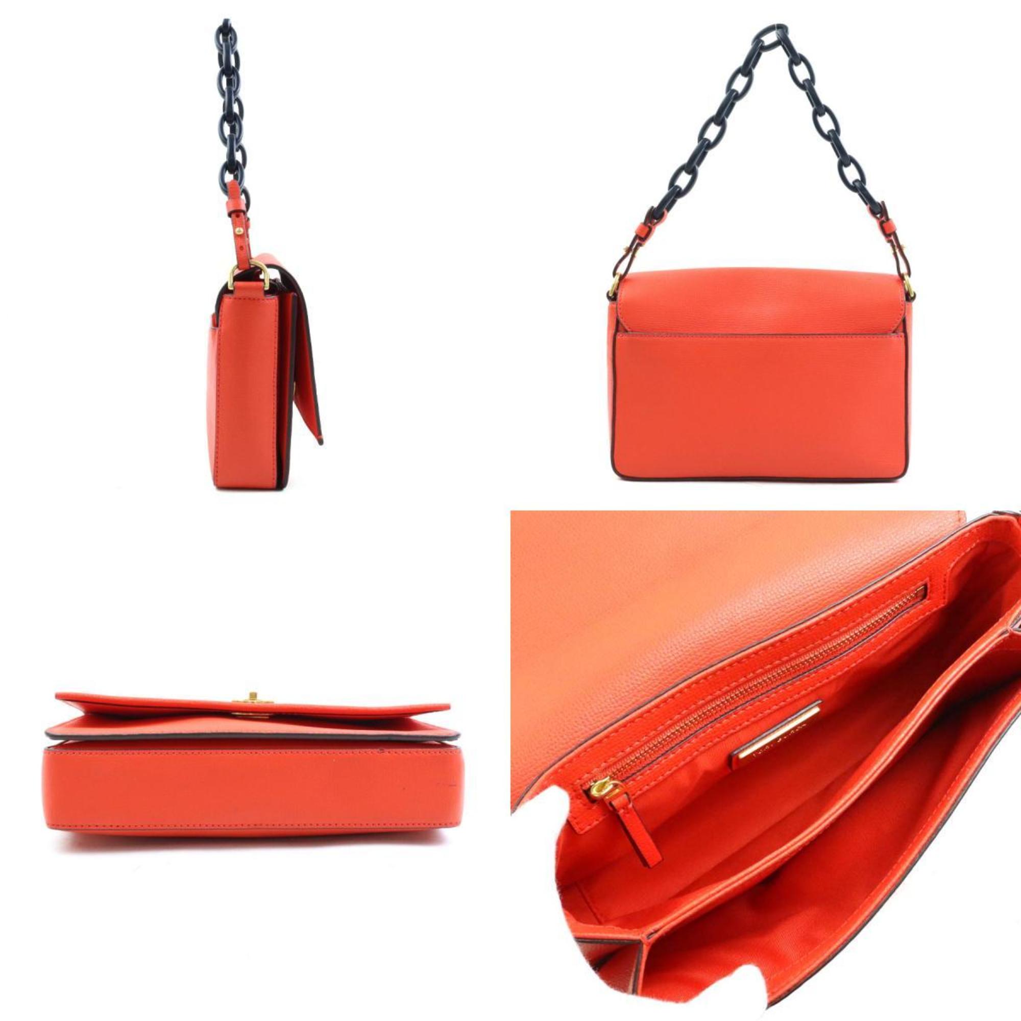 Tory Burch Orange Orange Red Red Color Leather Handbag Shoulder Bag (Pre-Owned)