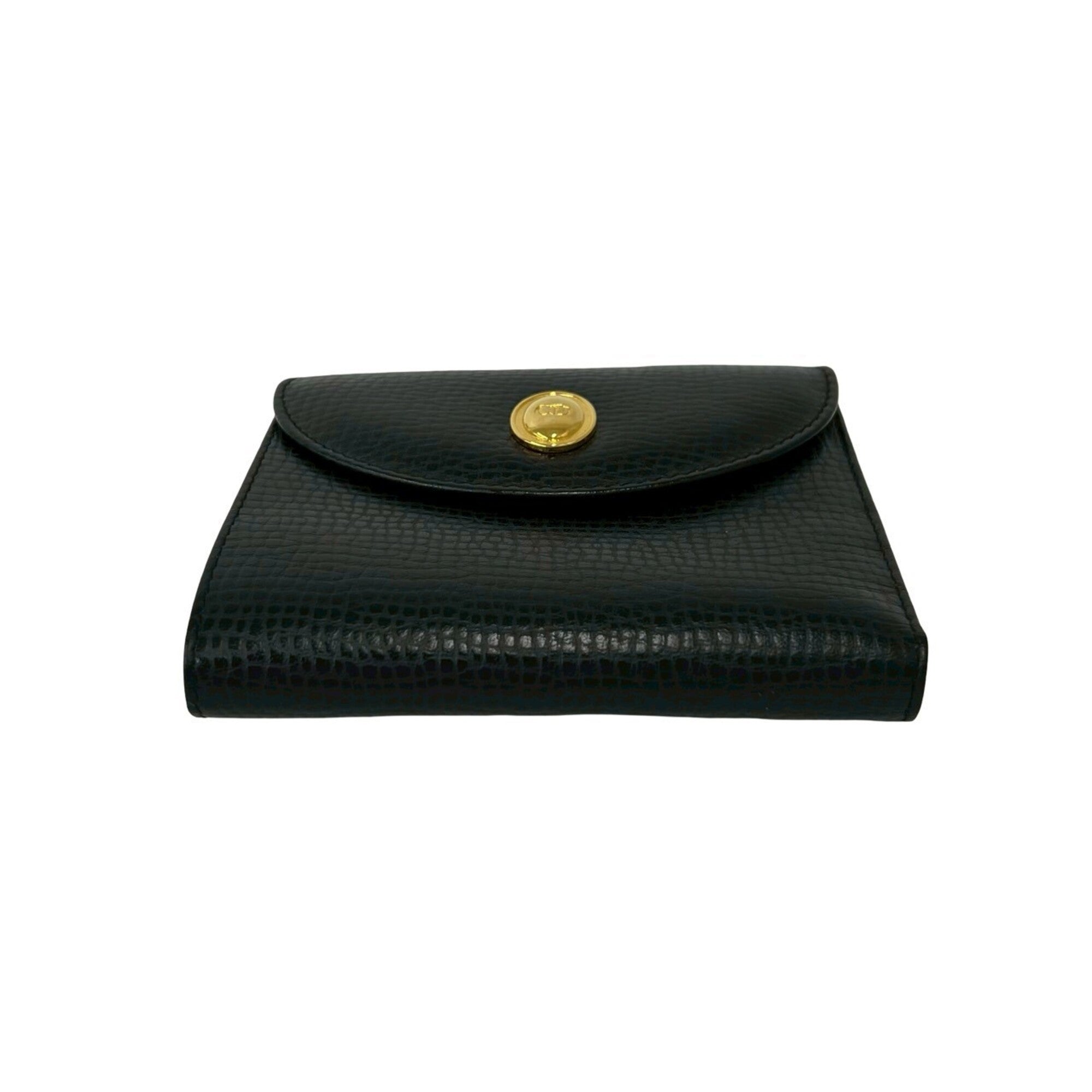Christian Dior Black Leather Wallet (Tri-Fold) (Pre-Owned)