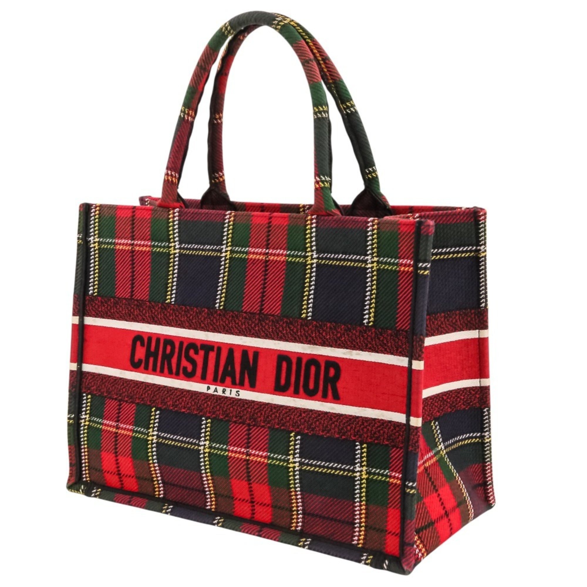 Christian Dior Green Green Red Color Handbag Tote Bag (Pre-Owned)