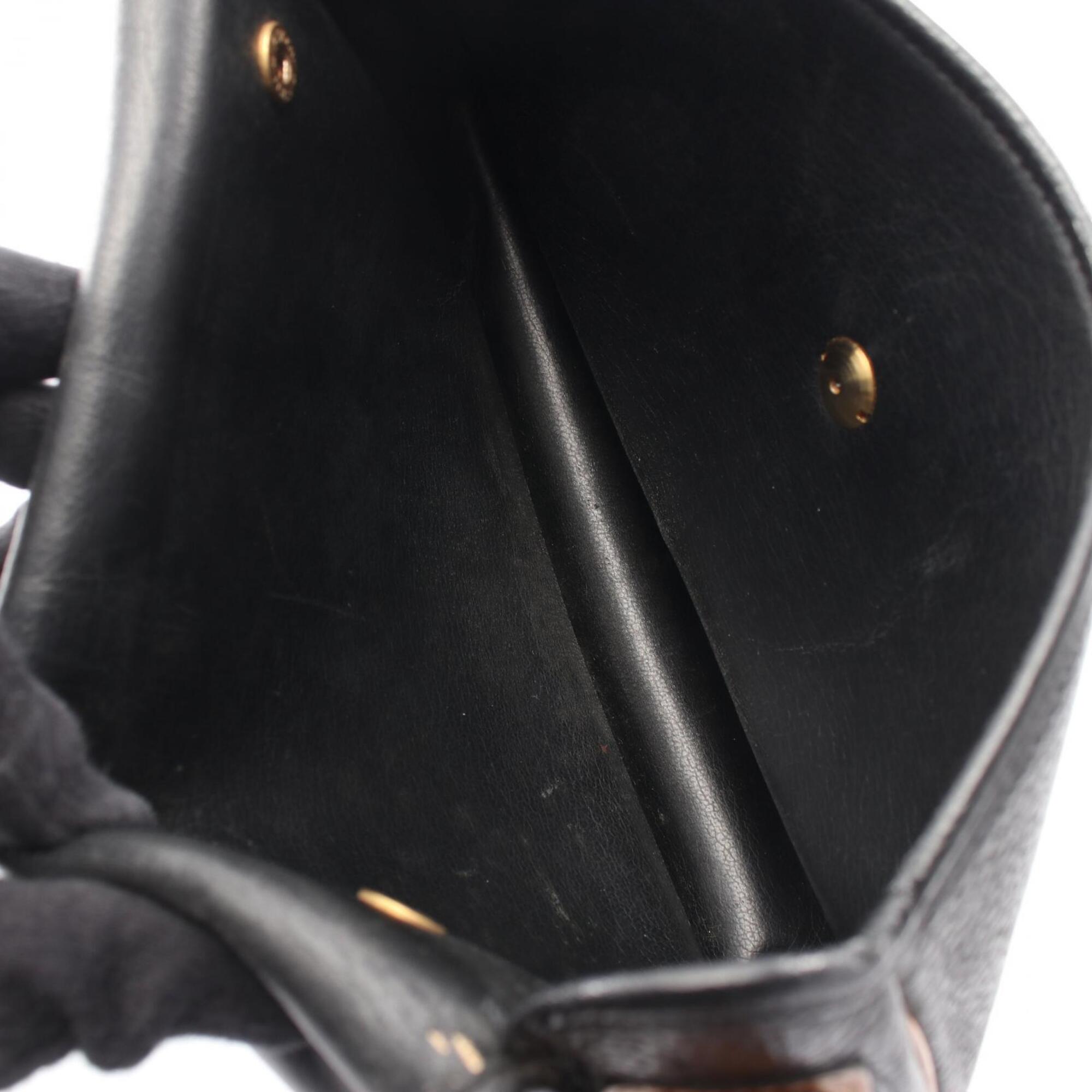 Christian Dior Black Brown Leather Handbag Shoulder Bag (Pre-Owned)