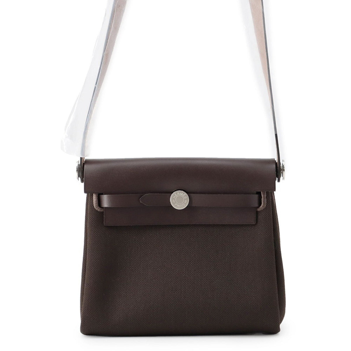 Hermes Ebene Canvas Leather Shoulder Bag (Pre-Owned)