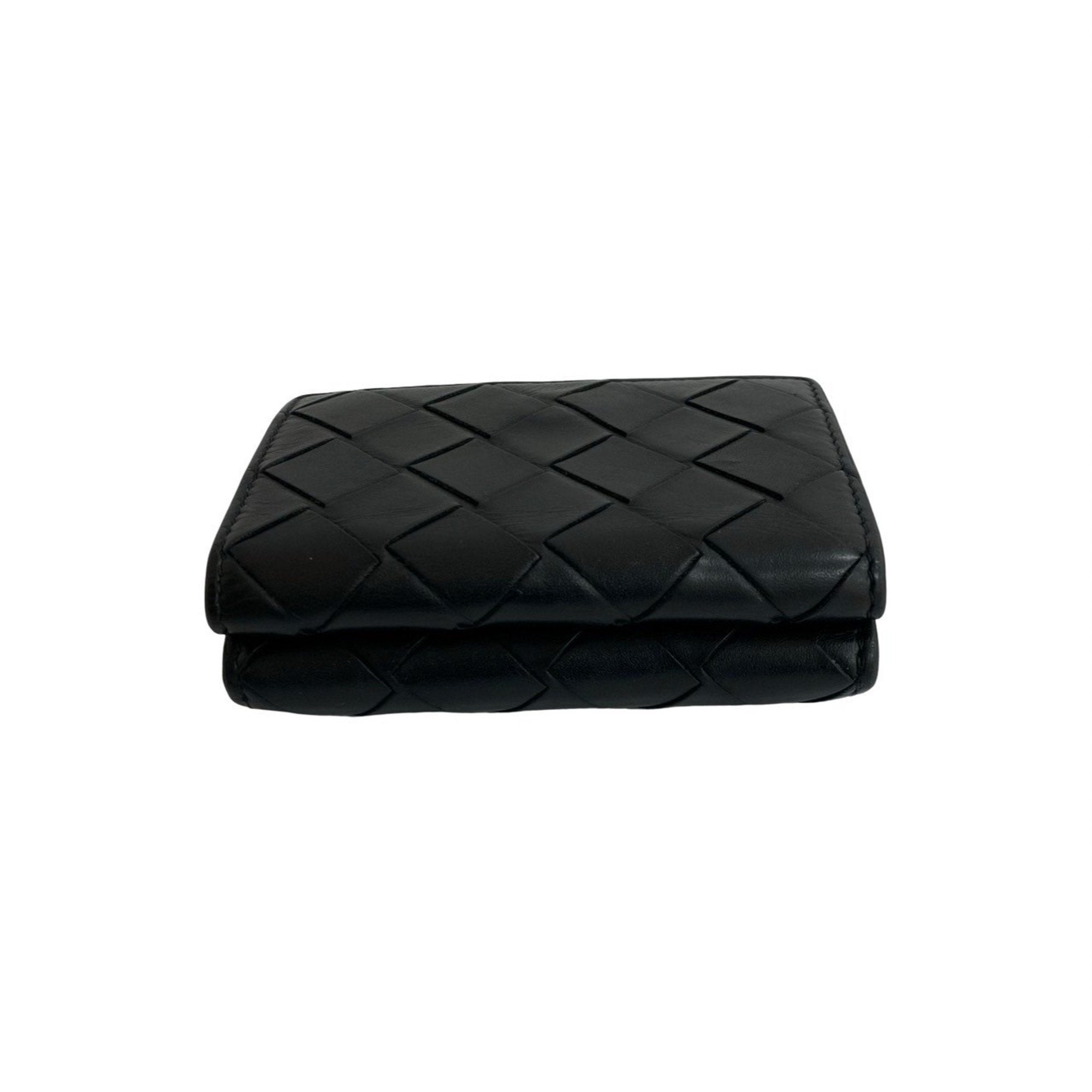 Bottega Veneta Black Blue Leather Wallet (Tri-Fold) (Pre-Owned)