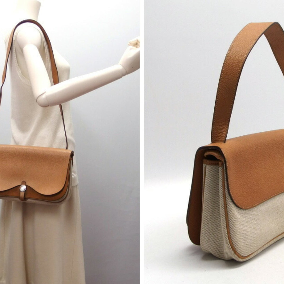 Hermes Colorado Light Beige Natural Toile H Clutch Bag Shoulder Bag (Pre-Owned)