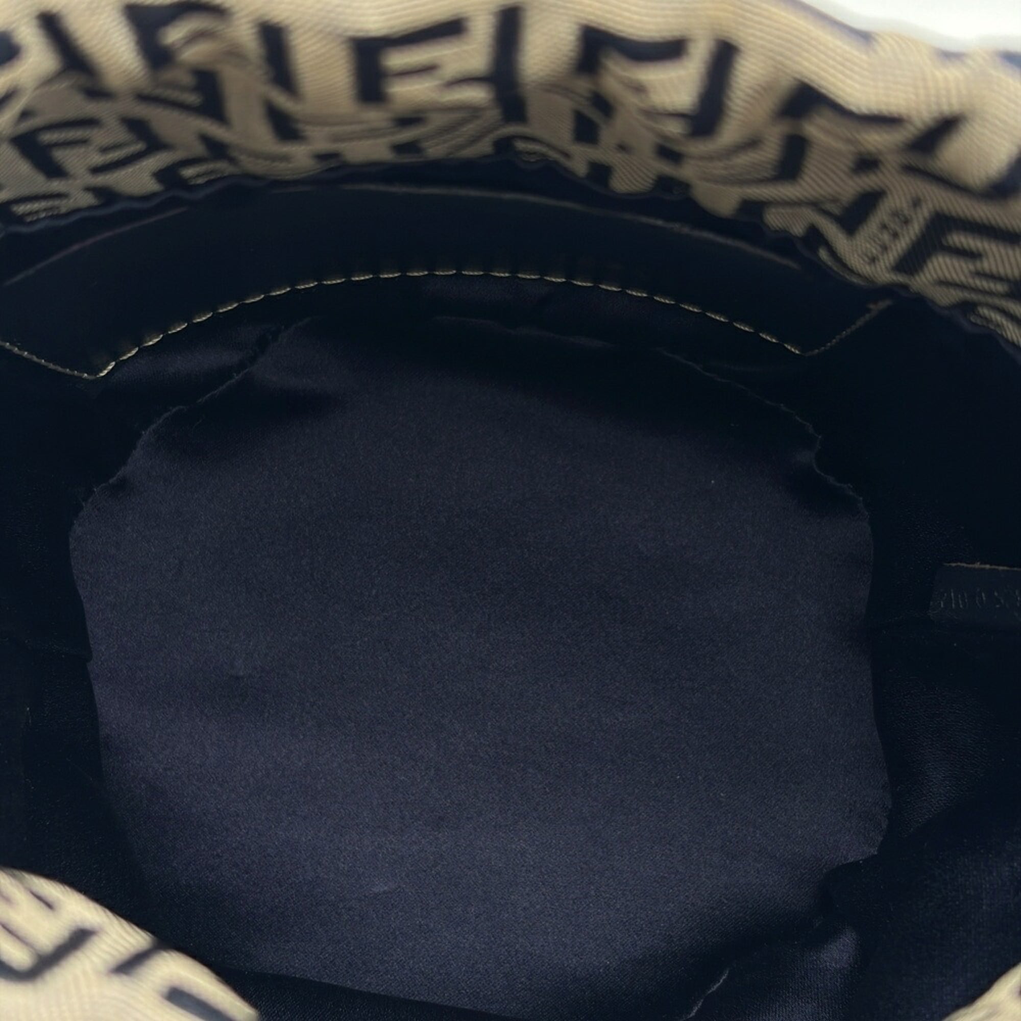 Fendi Zucca Navy Canvas Leather Shoulder Bag (Pre-Owned)
