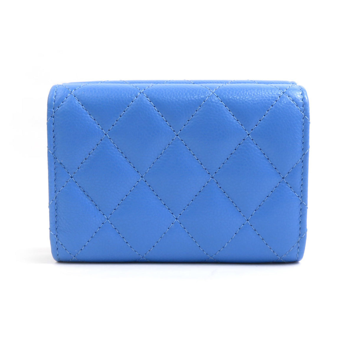 Chanel Blue Grained Calfskin Wallet (Tri-Fold) (Pre-Owned)