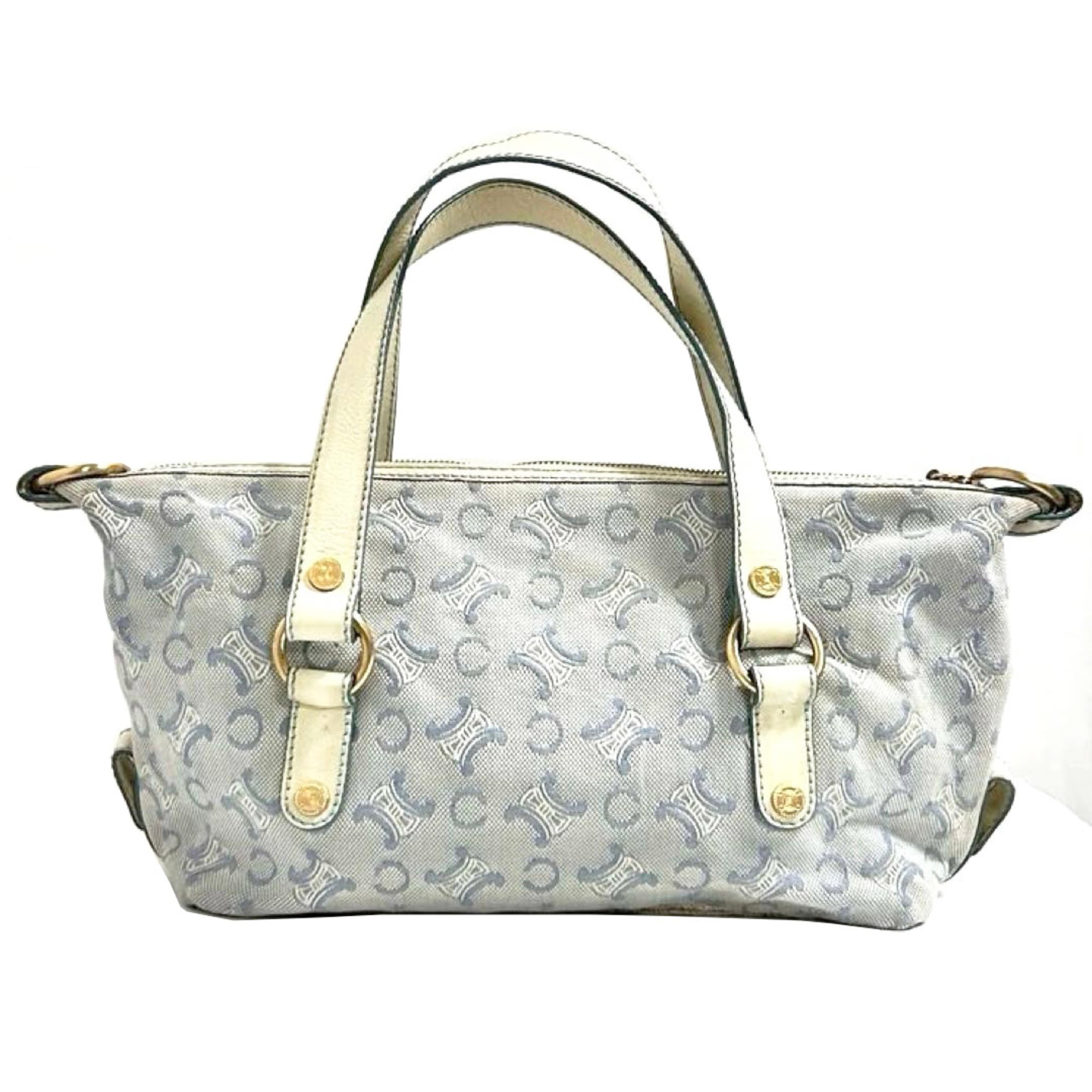 Celine Light Blue White Canvas Tote Bag (Pre-Owned)