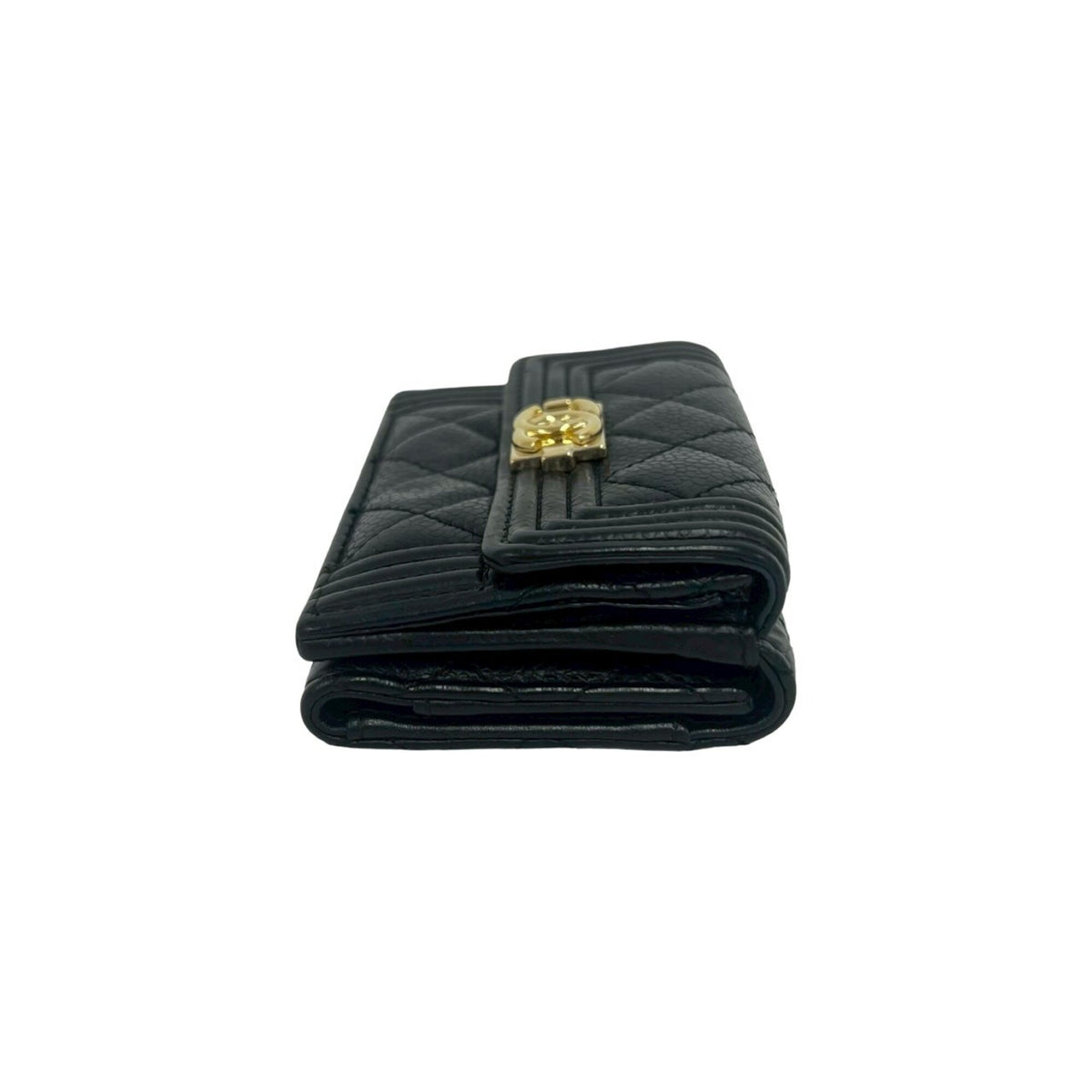 Chanel Black Grained Calfskin Wallet (Tri-Fold) (Pre-Owned)