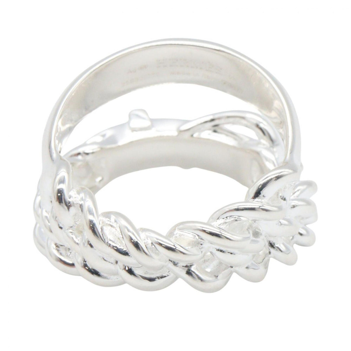 Hermes Silver Silver 925 Band Ring (Pre-Owned)