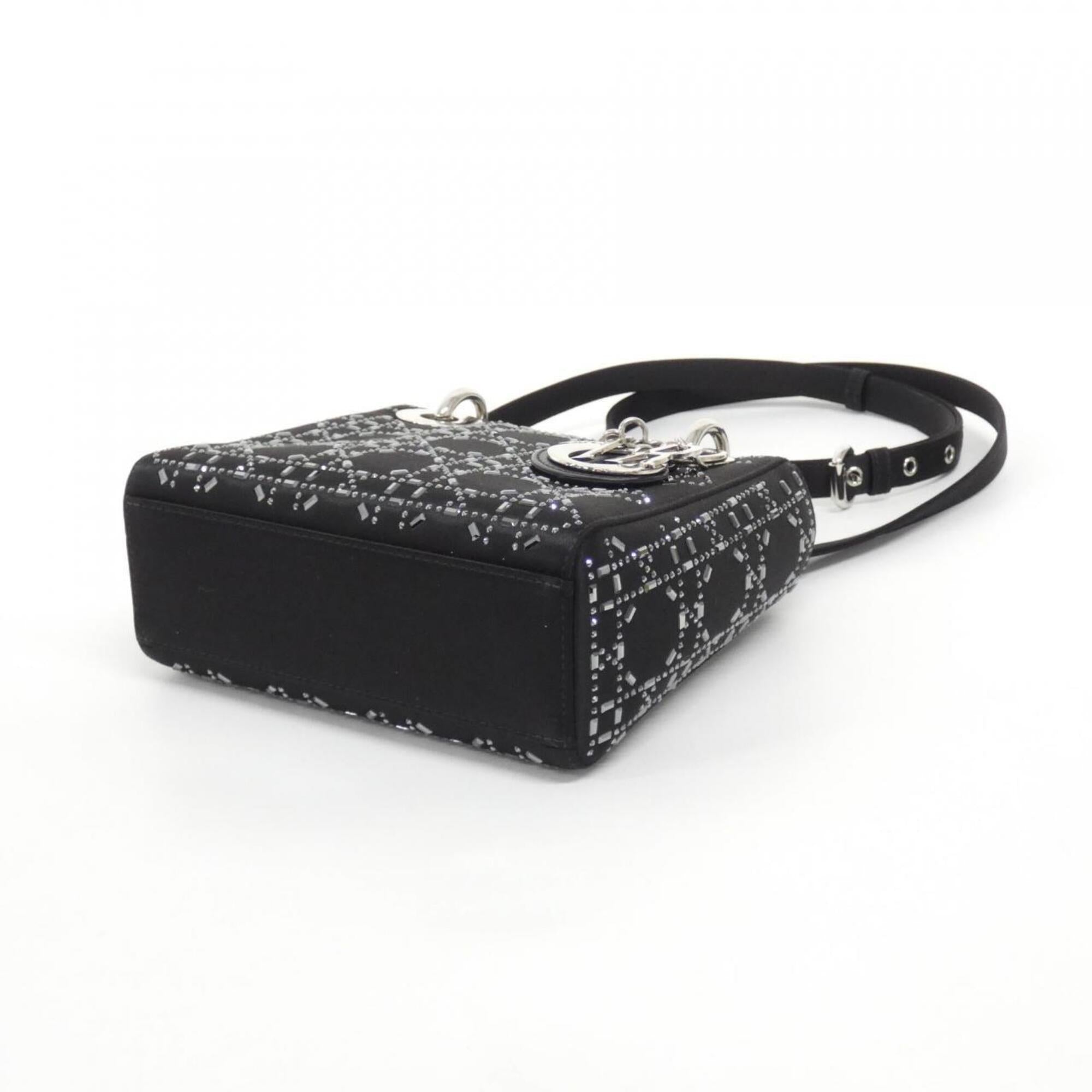 Christian Dior Black White Satin Handbag (Pre-Owned)