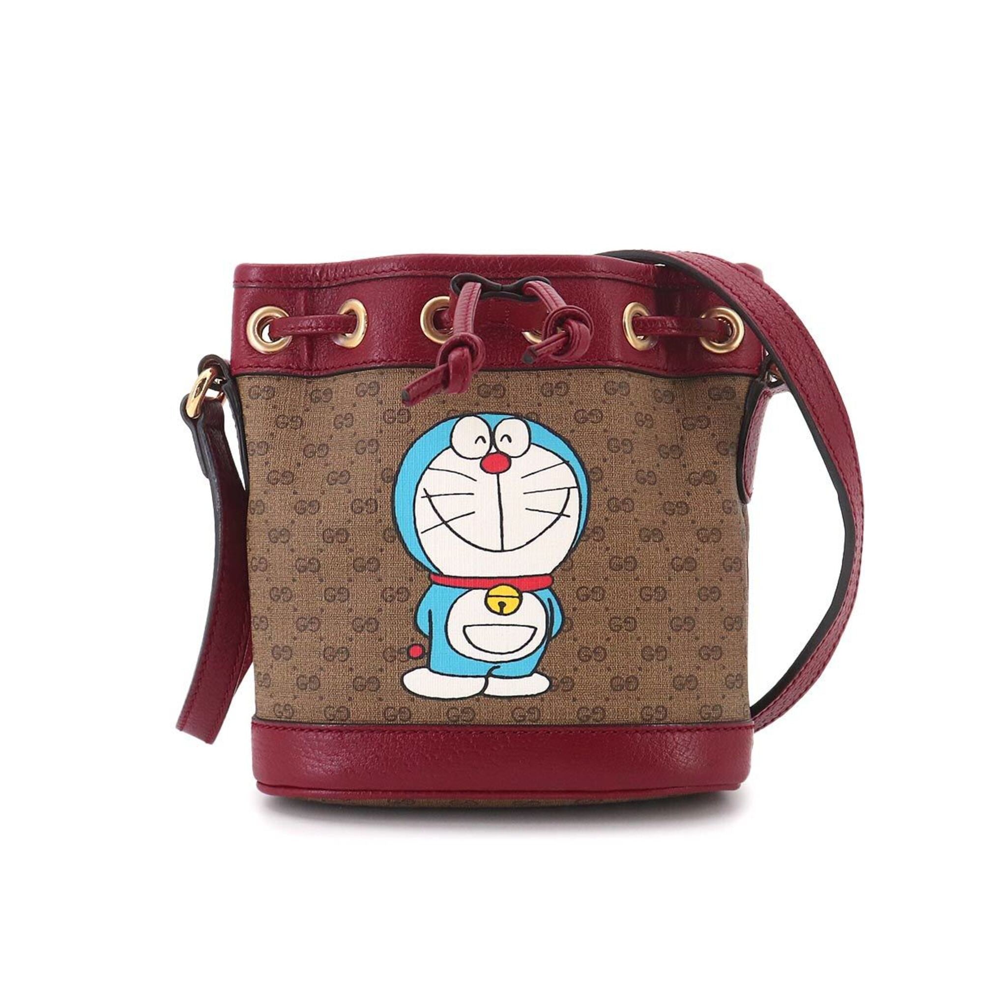 Gucci Brown Red Color Gg Supreme Leather Handbag Shoulder Bag (Pre-Owned)