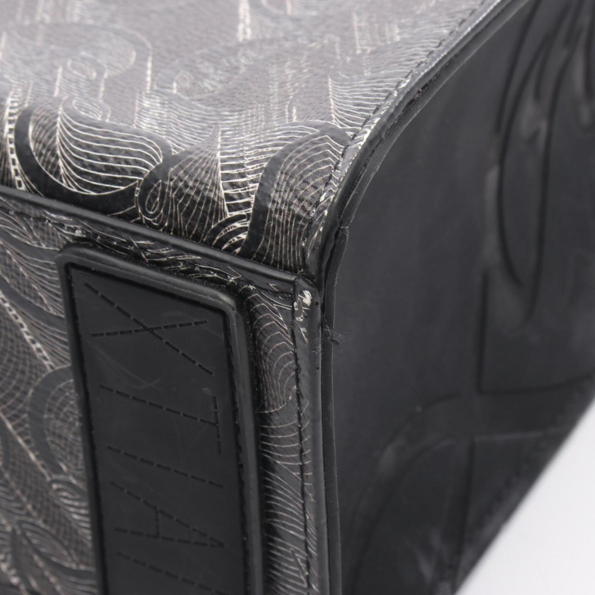 Christian Louboutin Black Gray Leather Coated Canvas Handbag Tote Bag (Pre-Owned)