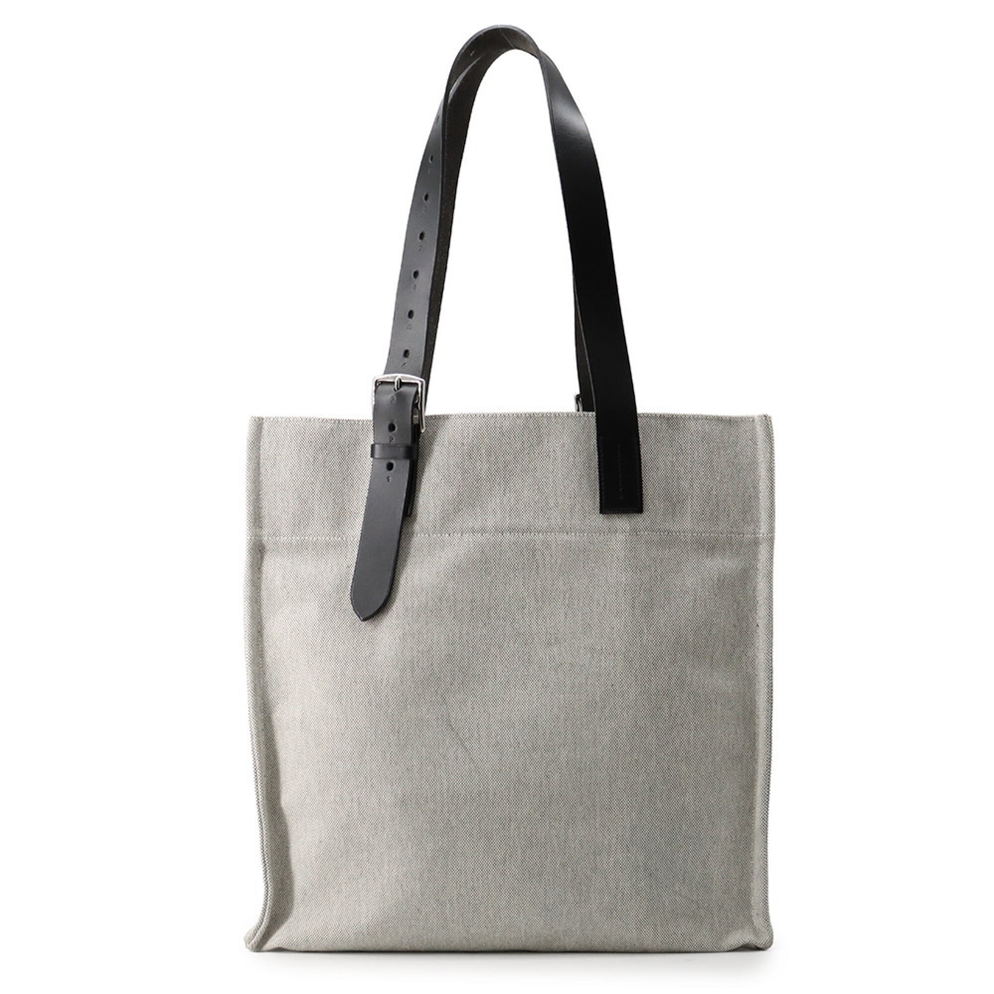 Hermes Black Ecru Toile H Vache Leather Handbag Tote Bag (Pre-Owned)