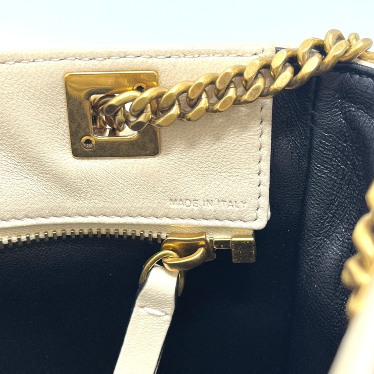 Valentino Beige Black Leather Handbag Shoulder Bag (Pre-Owned)