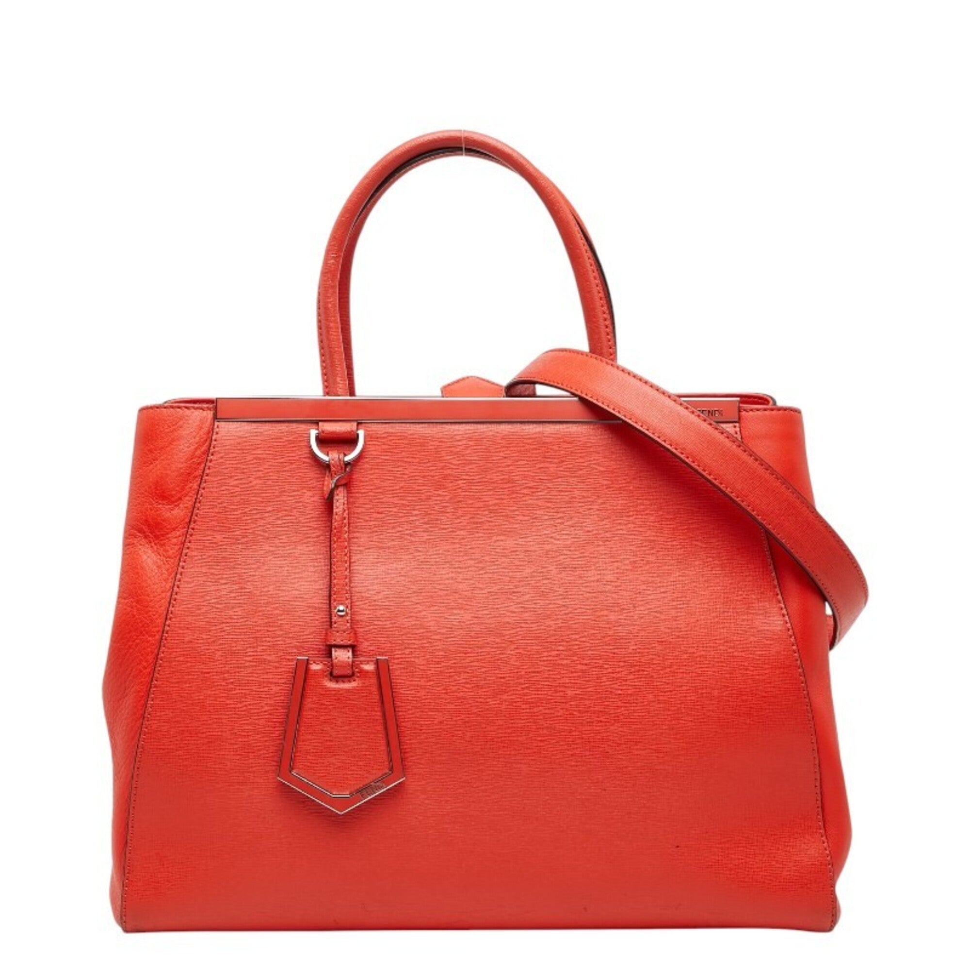 Fendi Red Color Leather Handbag Shoulder Bag (Pre-Owned)