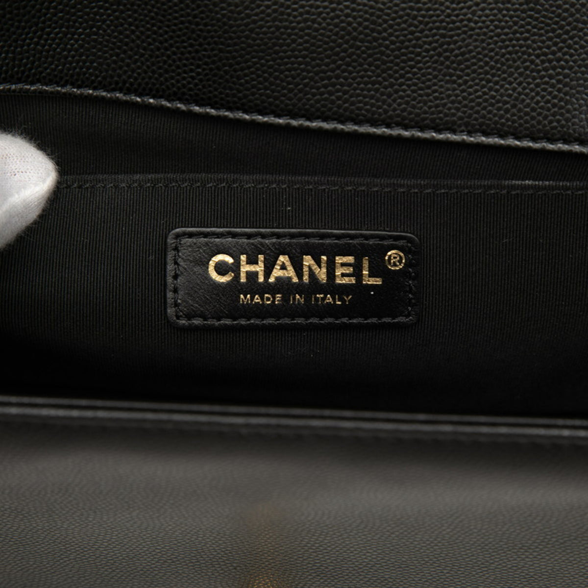 Chanel Black Gold Grained Calfskin Shoulder Bag (Pre-Owned)