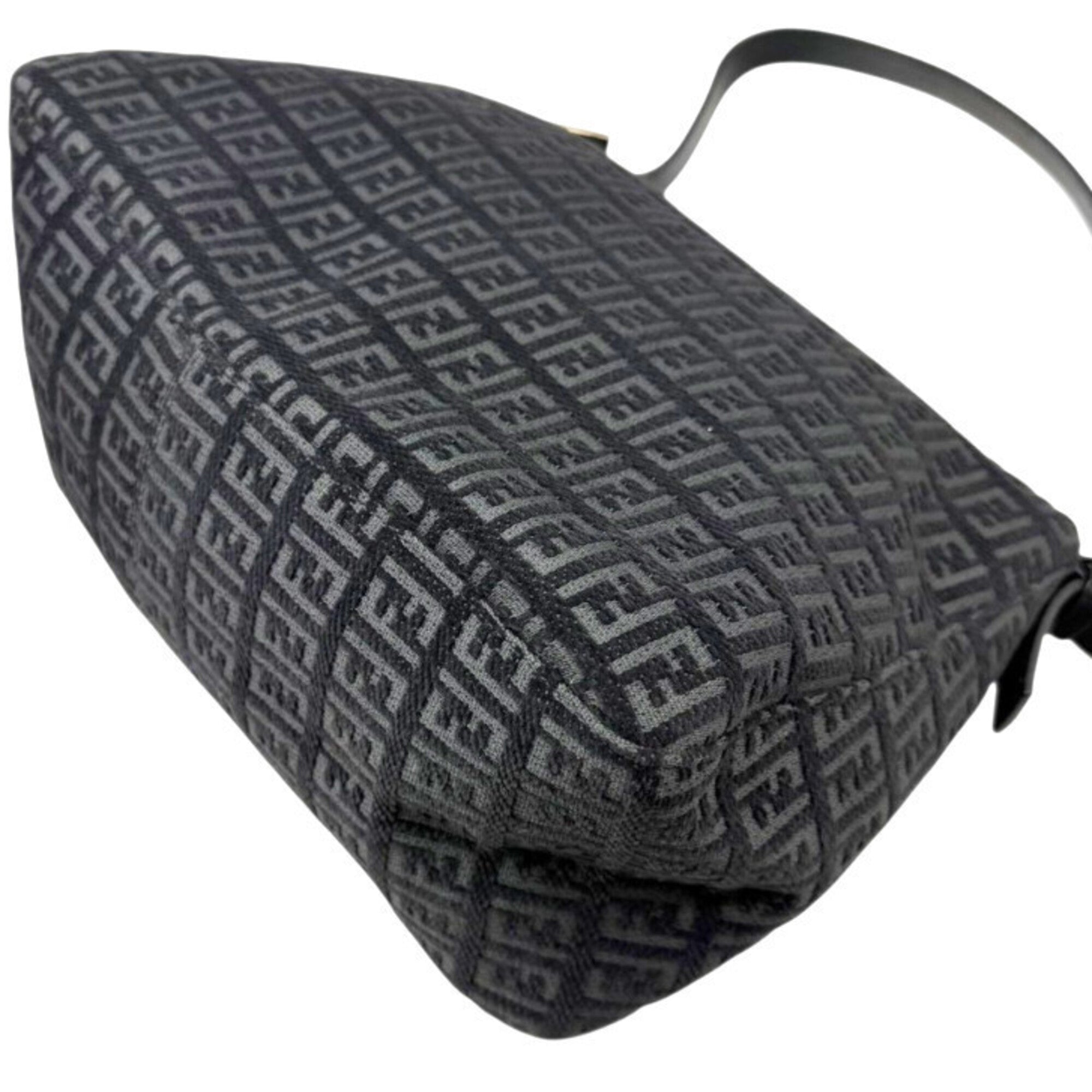 Fendi Black Canvas Suede Leather Handbag (Pre-Owned)