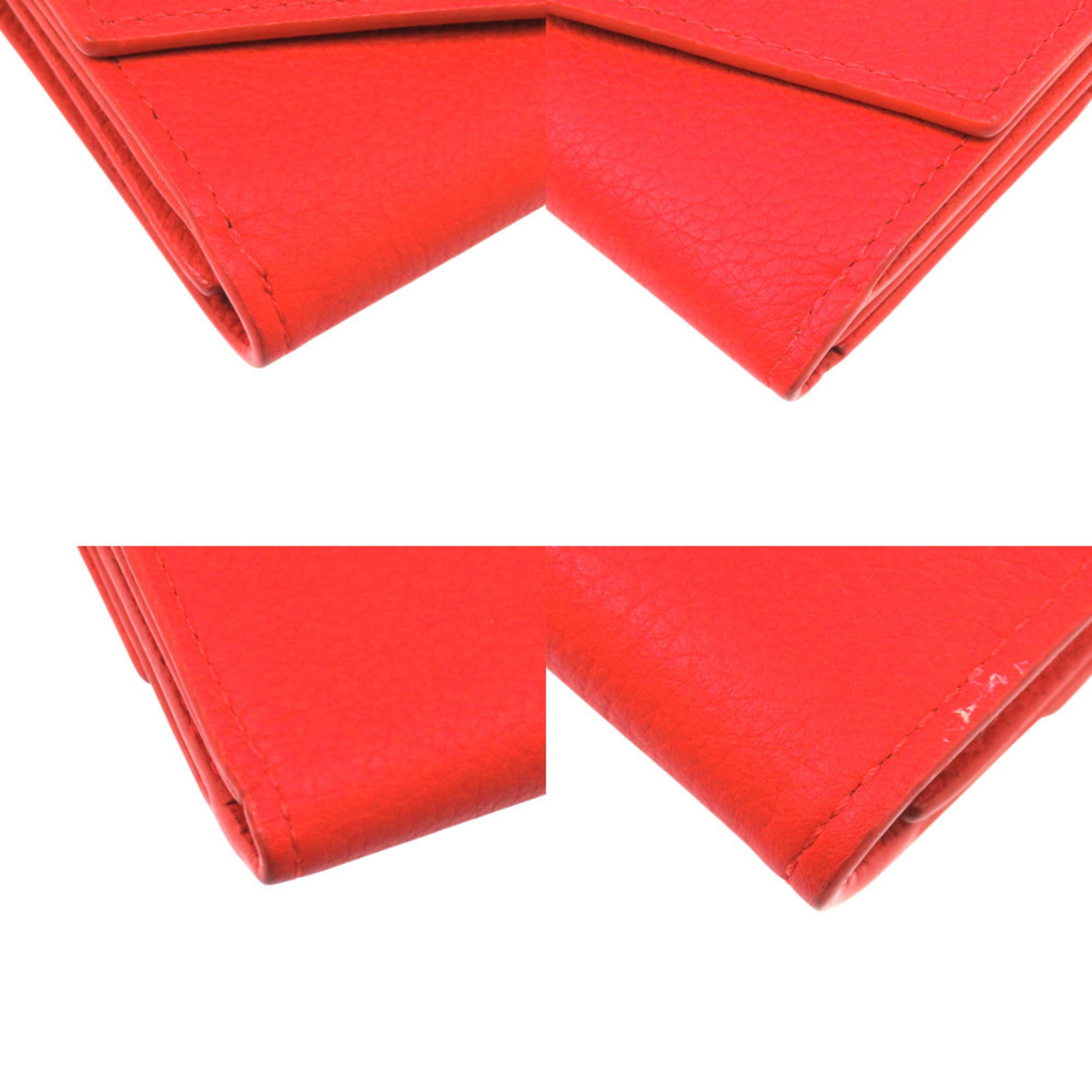 Louis Vuitton Red Color Leather Wallet (Tri-Fold) (Pre-Owned)