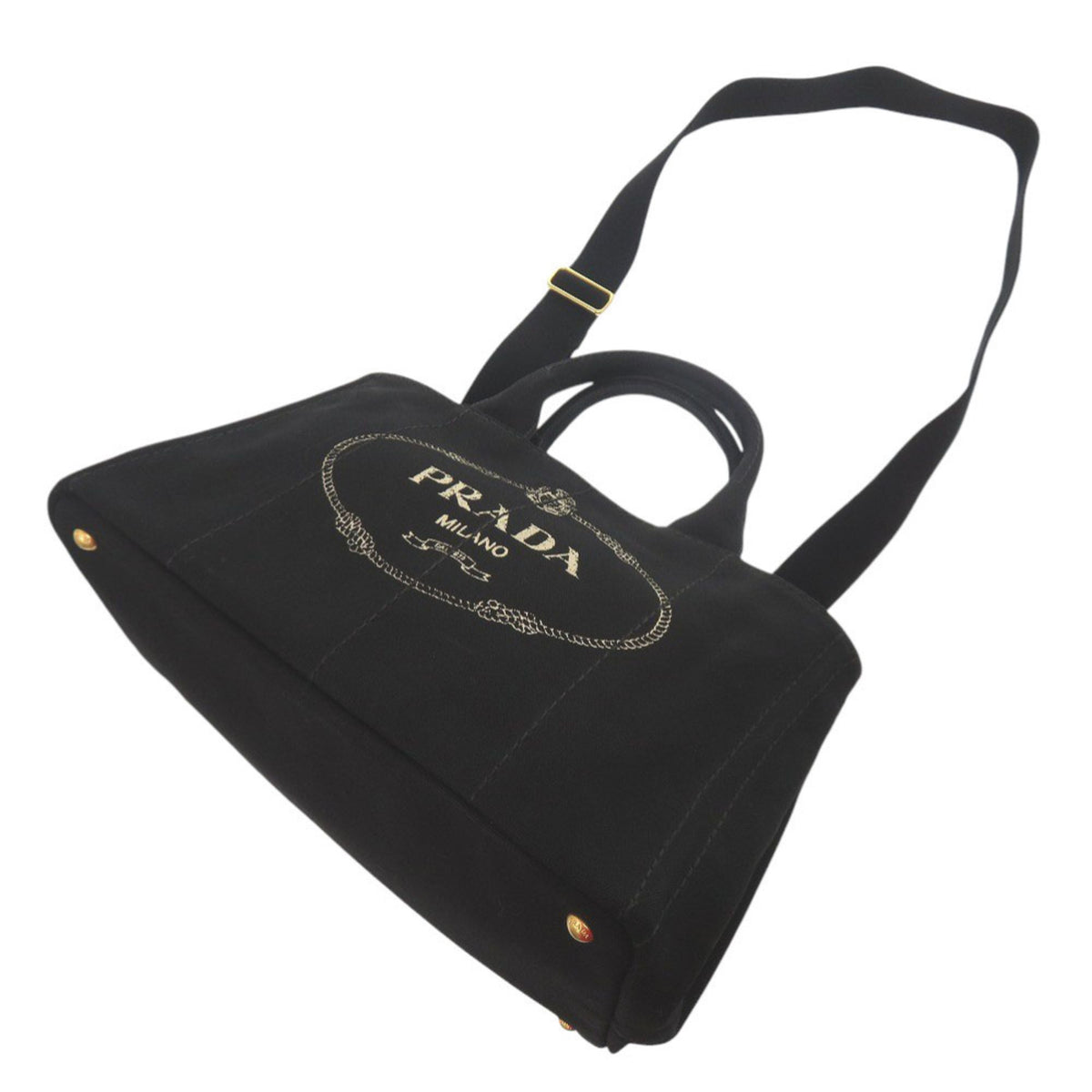 Prada Black Canvas Handbag Shoulder Bag Tote Bag (Pre-Owned)