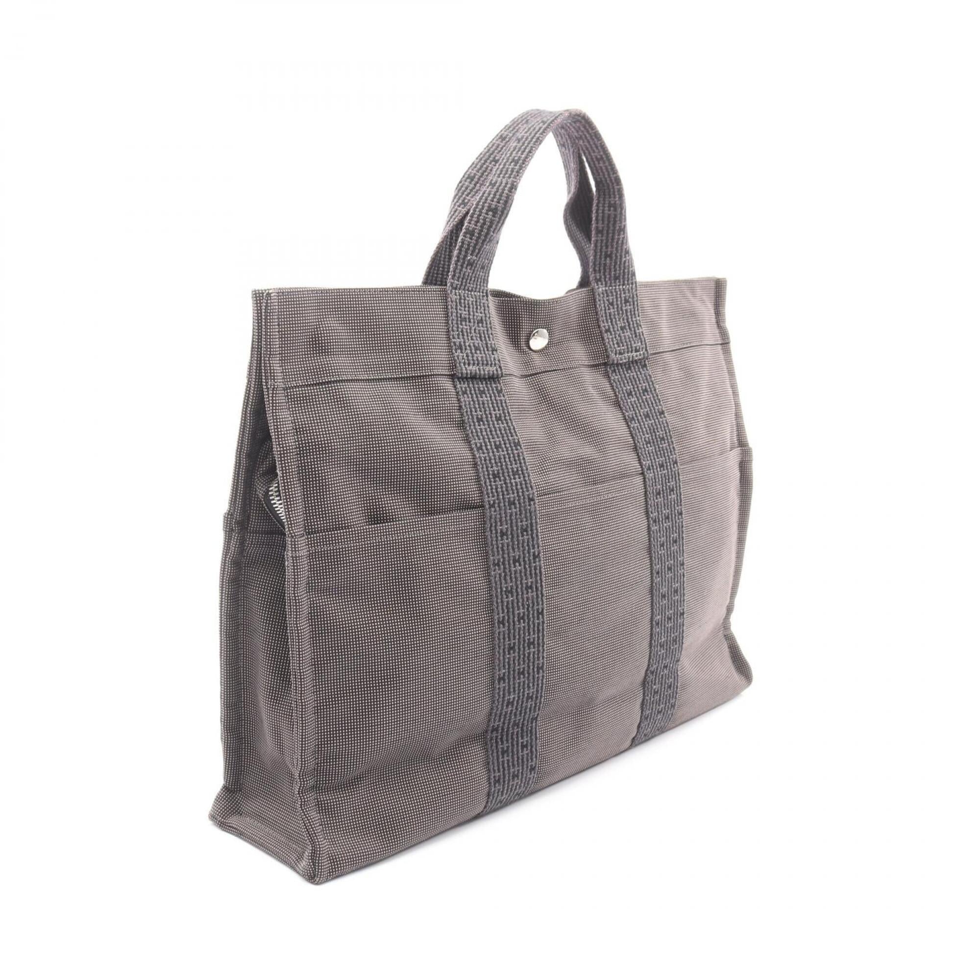 Hermes Gray Nylon Canvas Handbag Tote Bag (Pre-Owned)
