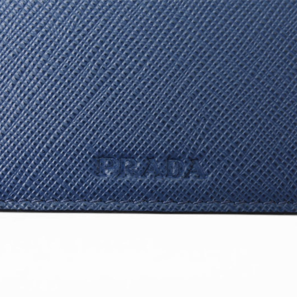 Prada Saffiano Blue Bluette Leather Long Wallet (Bi-Fold) (Pre-Owned)