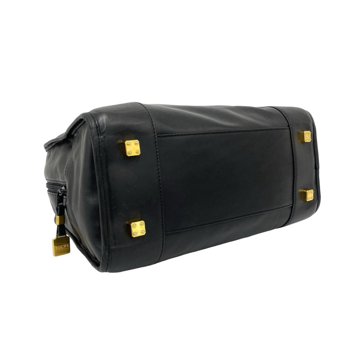Loewe Black Leather Boston Bag Handbag (Pre-Owned)