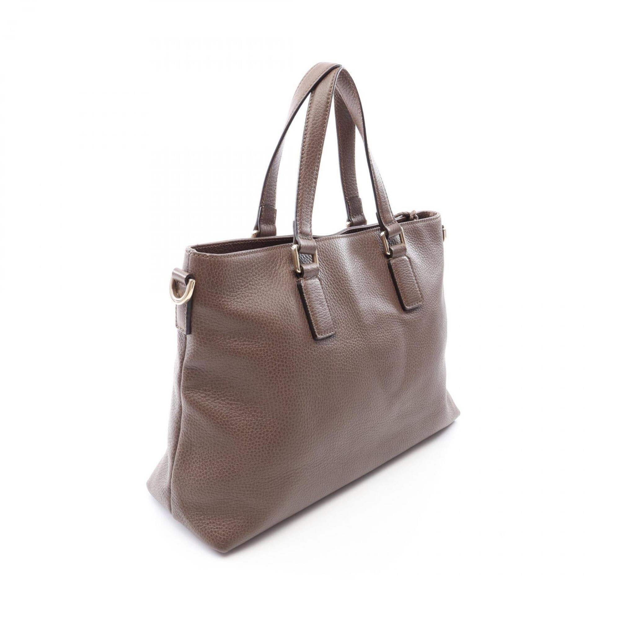Gucci Gray Leather Handbag Tote Bag (Pre-Owned)
