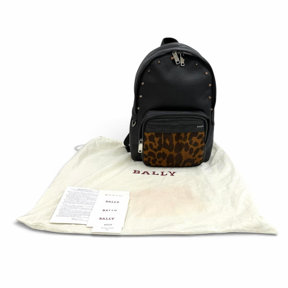 Bally Black Brown Leather Backpack (Pre-Owned)