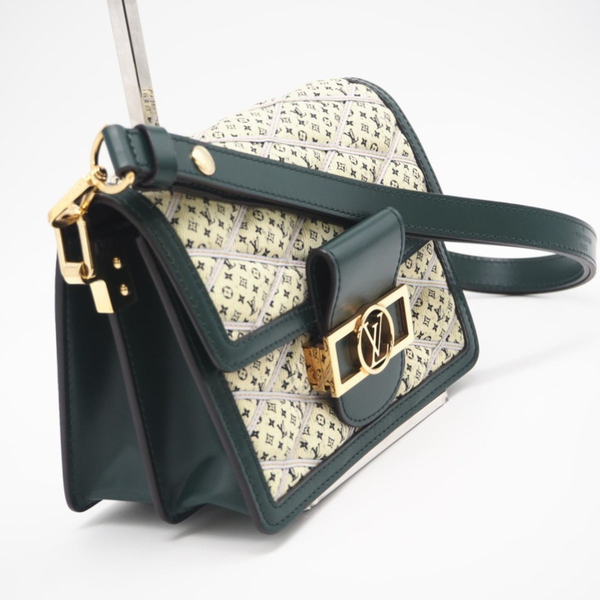 Louis Vuitton Beige Green Canvas Leather Shoulder Bag (Pre-Owned)