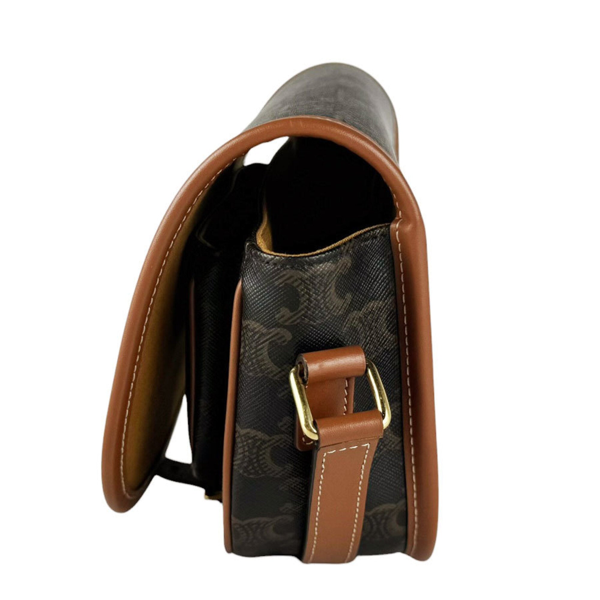 Celine Brown Coated Canvas Shoulder Bag (Pre-Owned)