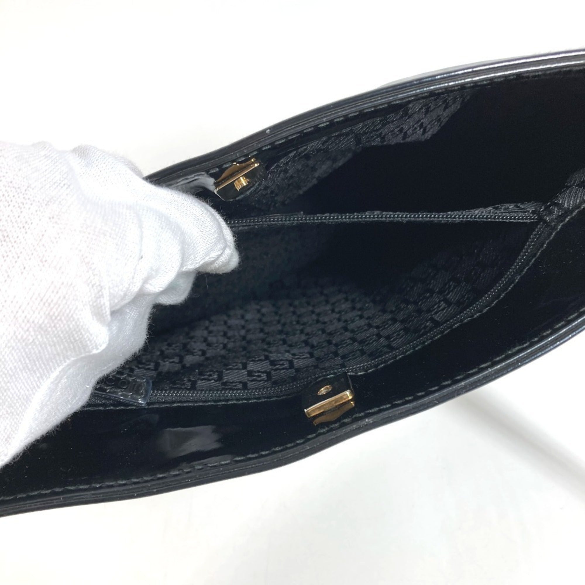 Gucci Black White Canvas Shoulder Bag Tote Bag (Pre-Owned)