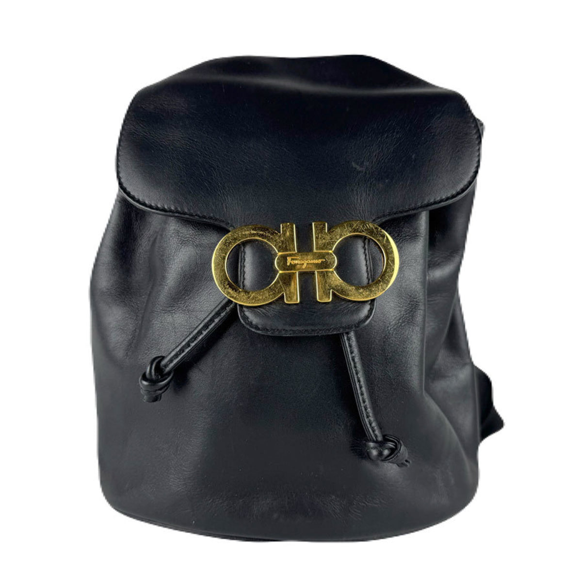 Salvatore Ferragamo Black Leather Backpack (Pre-Owned)