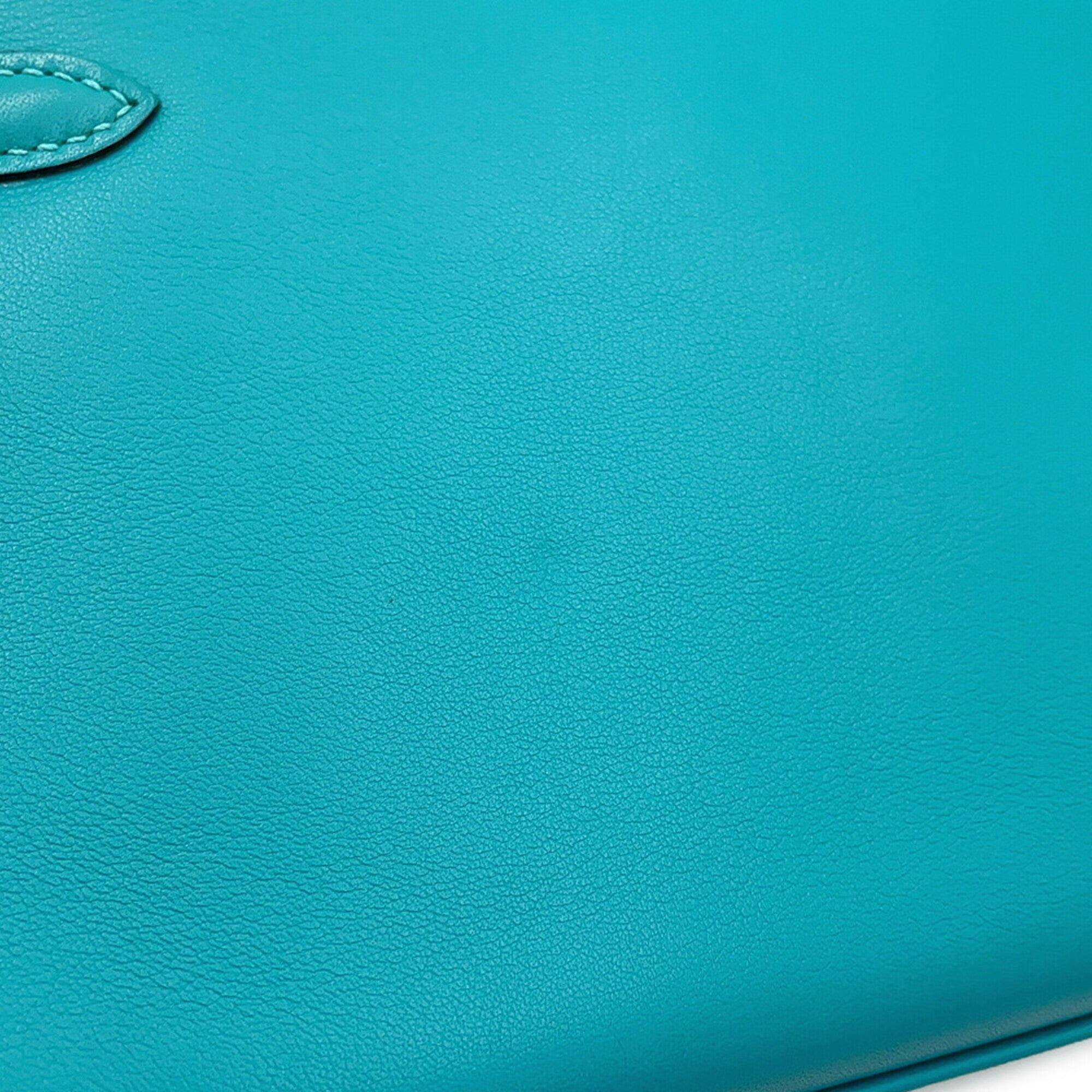 Hermes Blue Paon Swift Leather Handbag Pochette (Pre-Owned)
