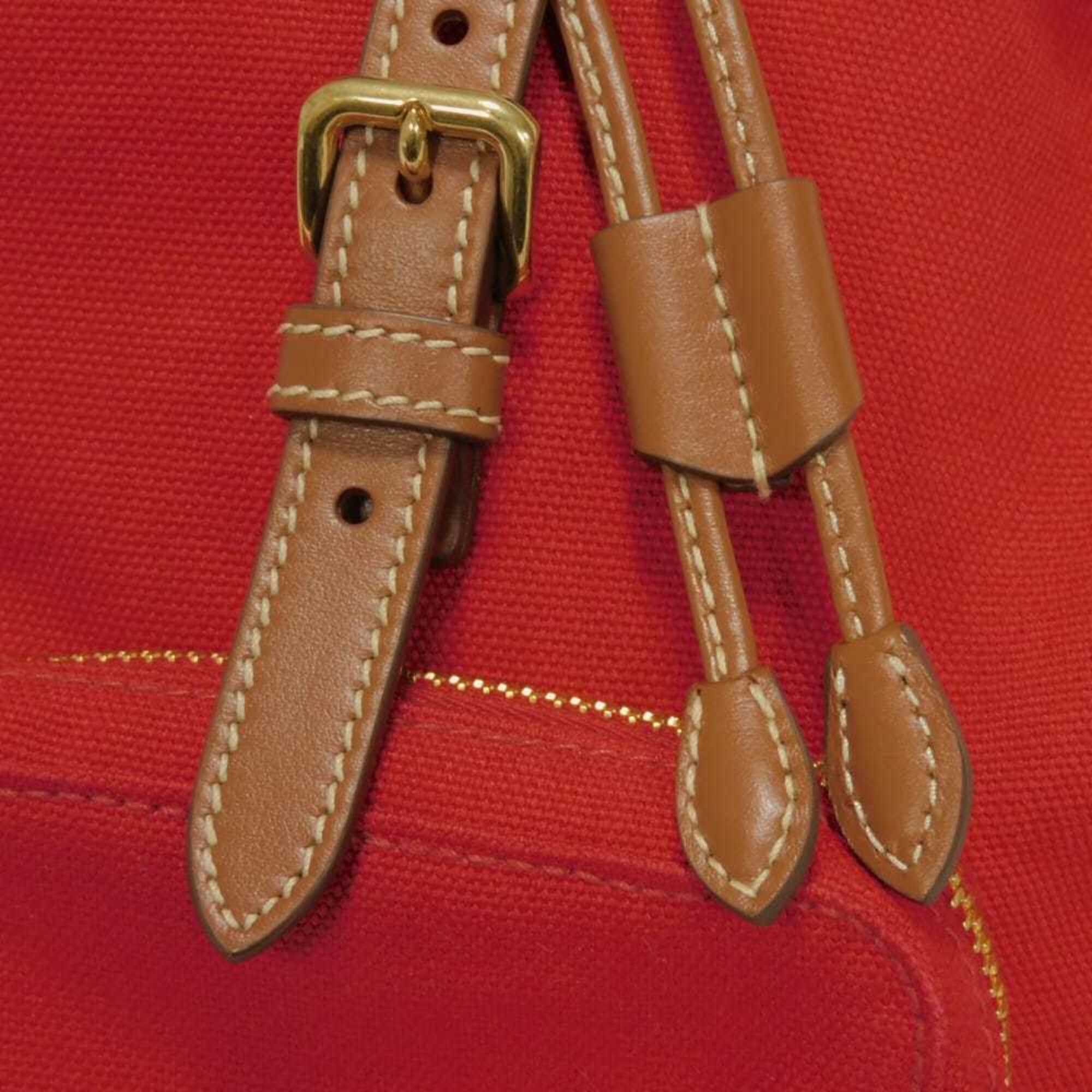 Miu Miu Red Color Cotton Canvas Backpack (Pre-Owned)