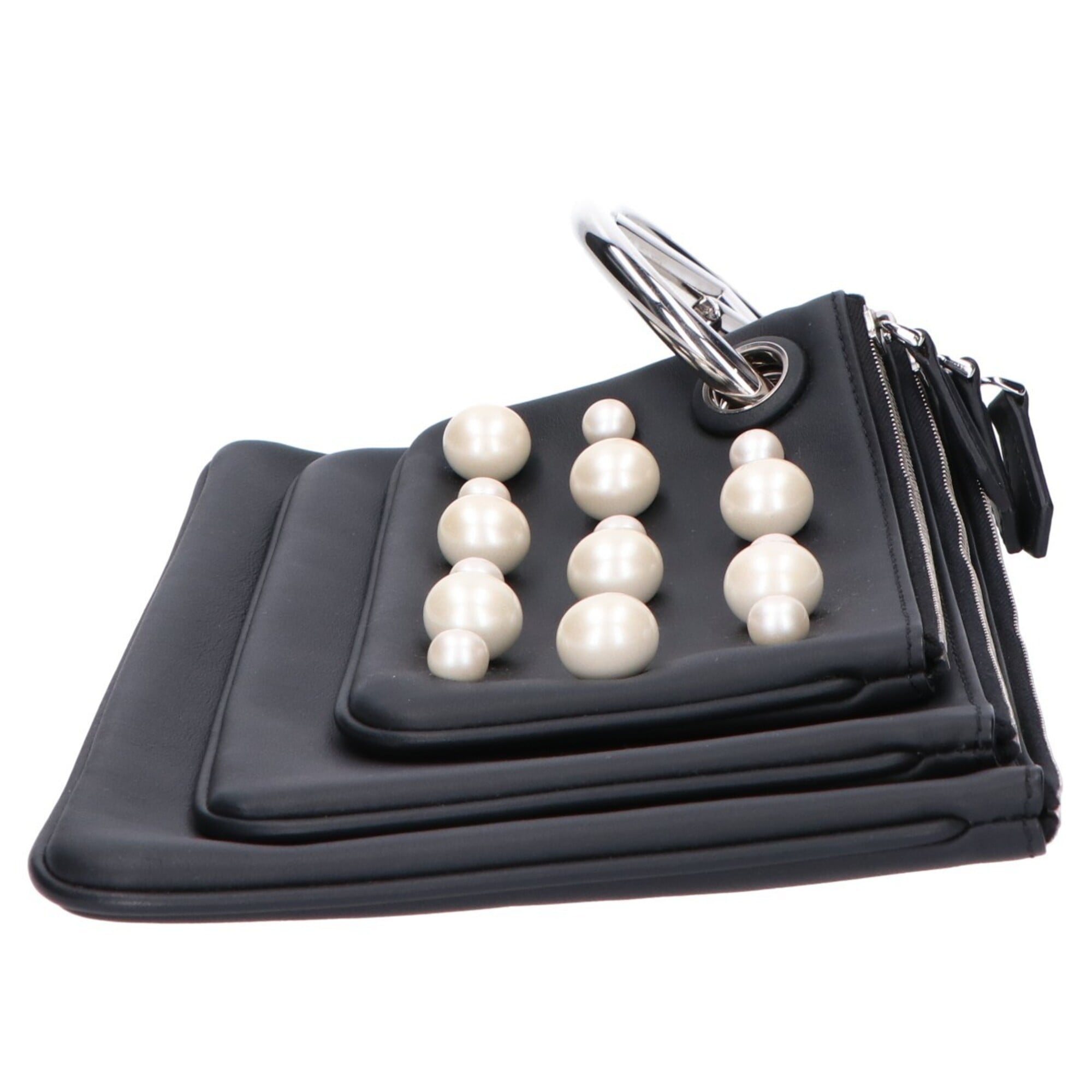 Fendi Black Leather Clutch Bag Pouch (Pre-Owned)