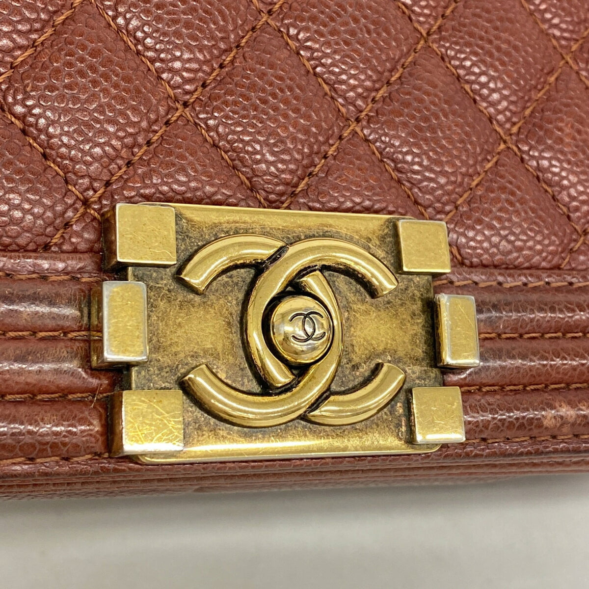 Chanel Brown Grained Calfskin Shoulder Bag (Pre-Owned)