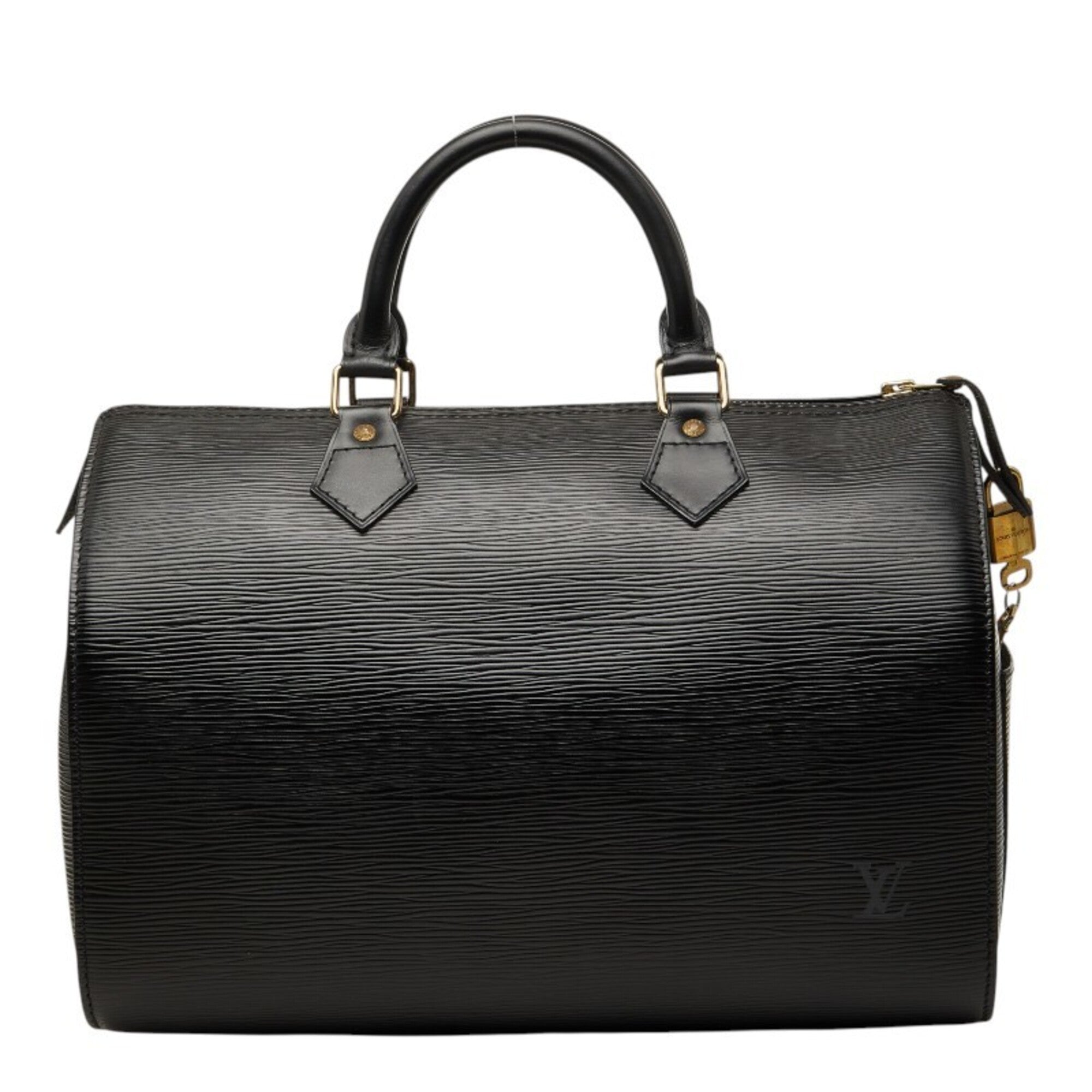 Louis Vuitton Black Noir Leather Boston Bag Handbag (Pre-Owned)