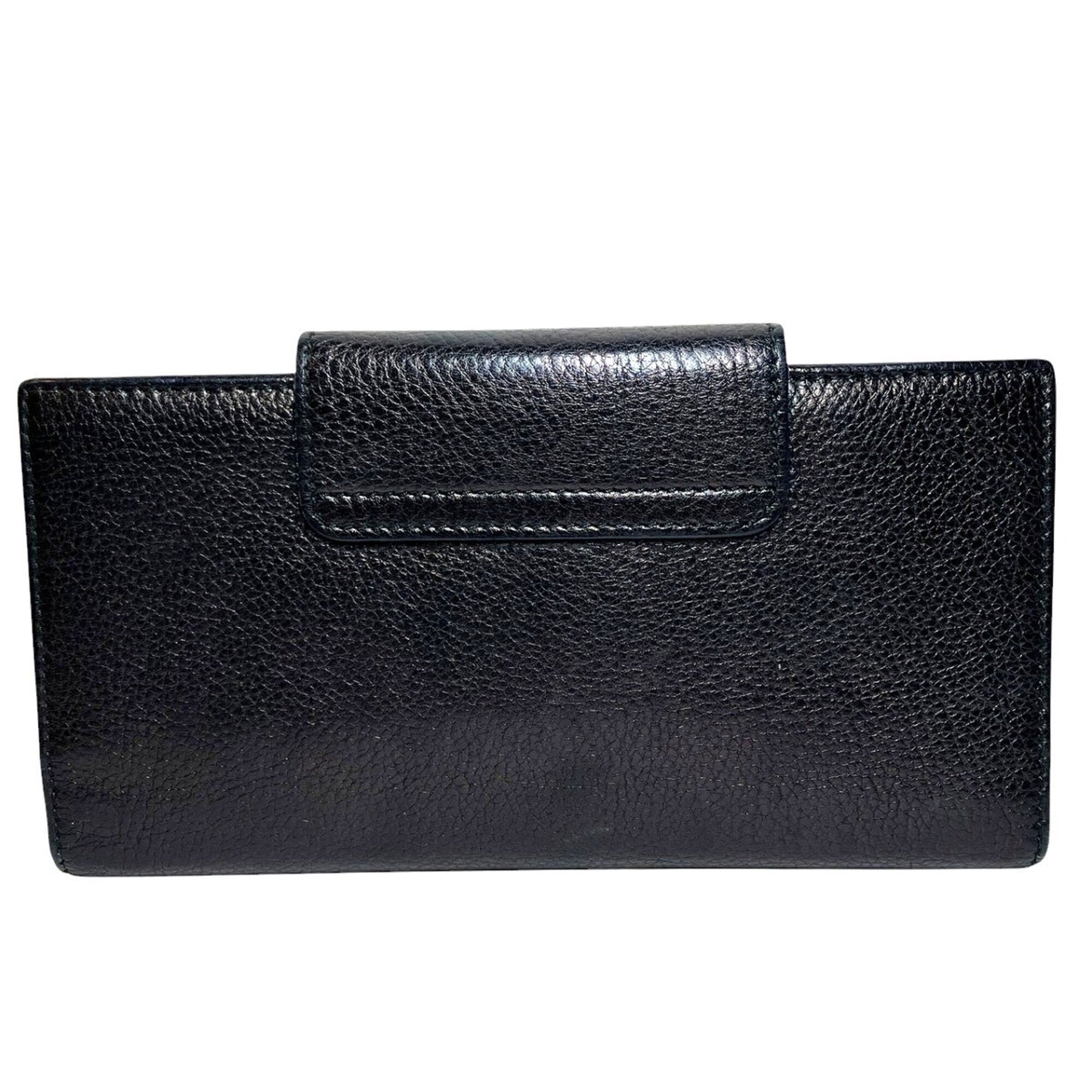 Salvatore Ferragamo Black Leather Long Wallet (Bi-Fold) (Pre-Owned)