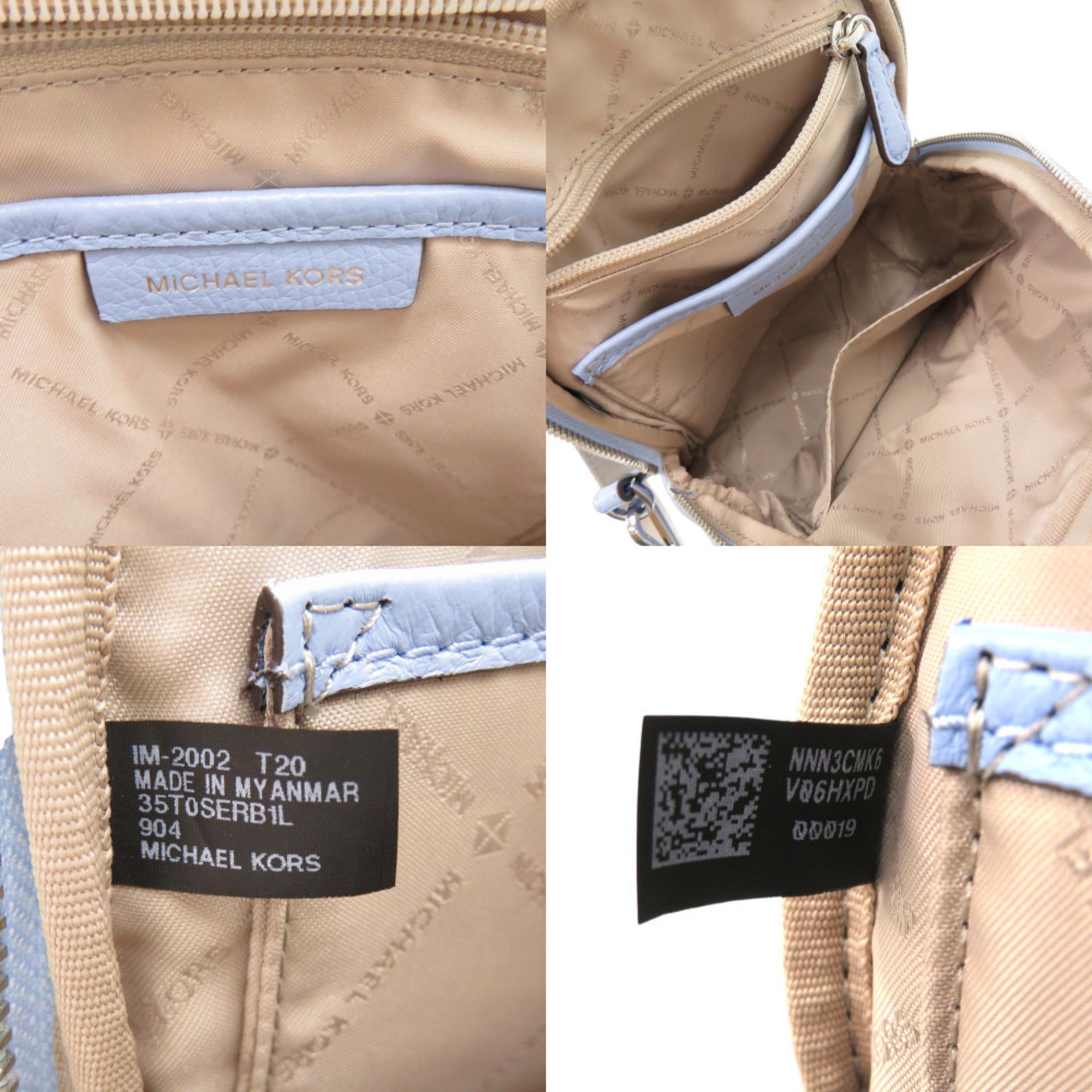 Michael Kors Beige Light Blue Coated Canvas Backpack (Pre-Owned)