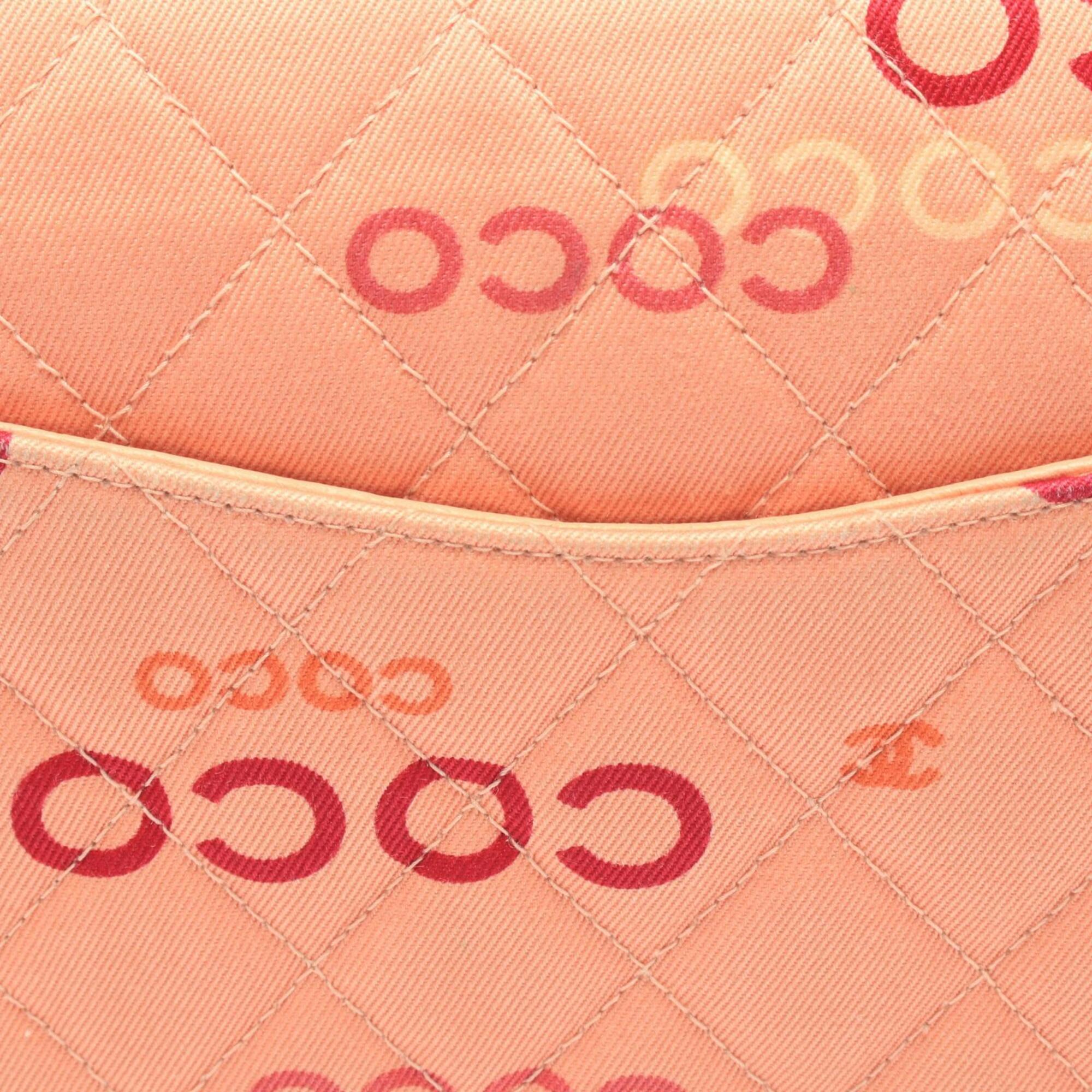 Chanel Multi-Color Pink Canvas Leather Handbag Shoulder Bag (Pre-Owned)