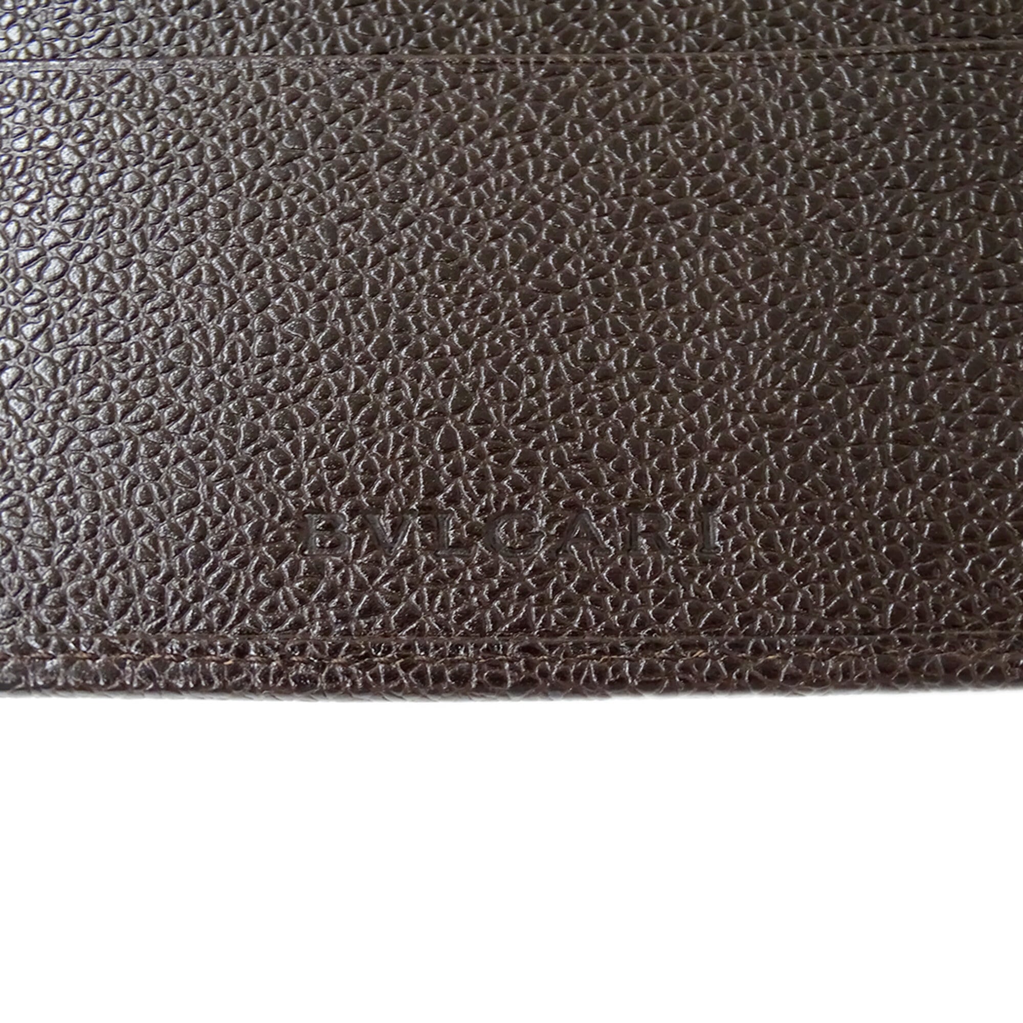 Bvlgari Dark Brown Leather Long Wallet (Bi-Fold) (Pre-Owned)